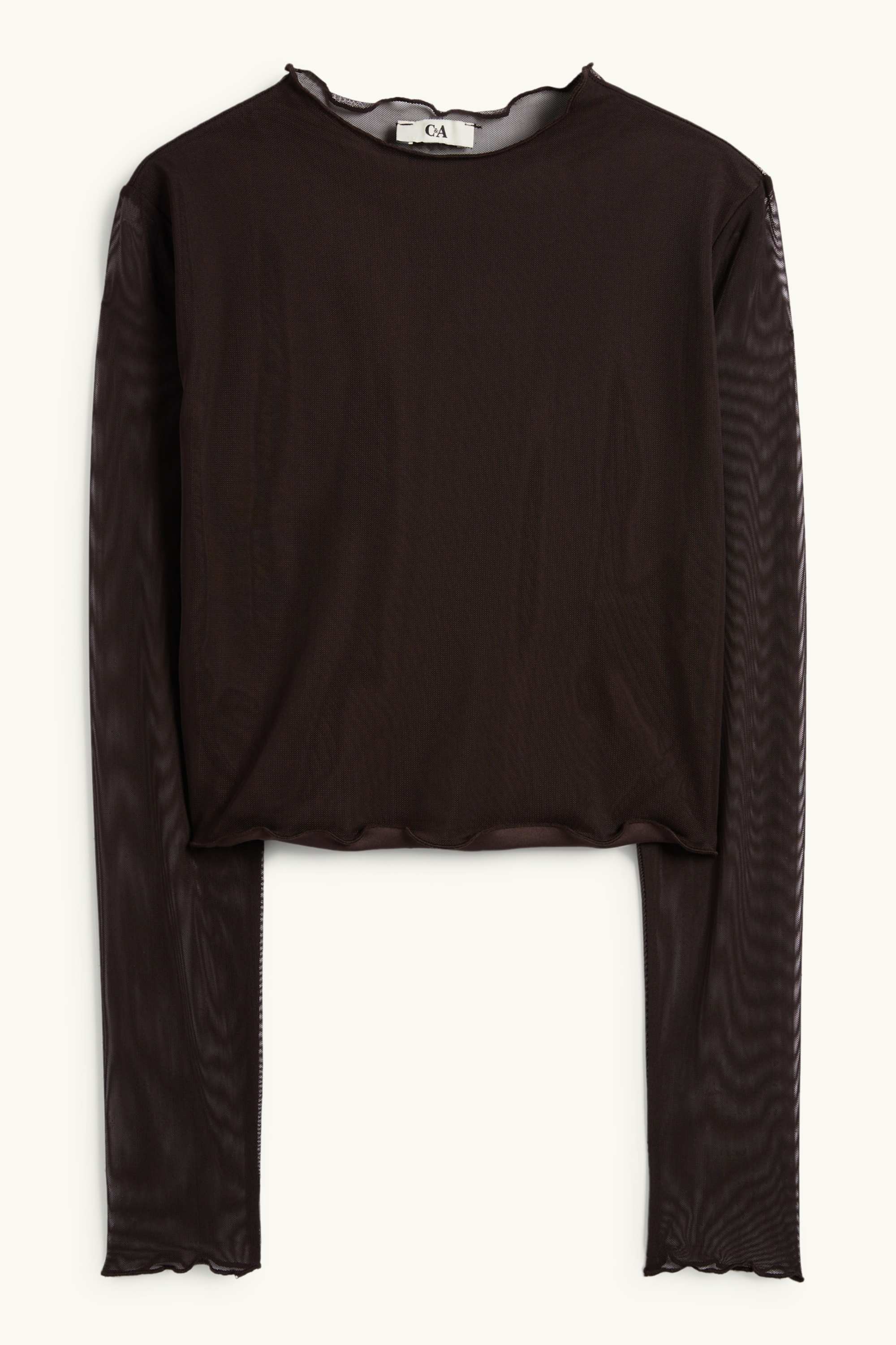 Cropped long sleeve top - slim fit - mesh black