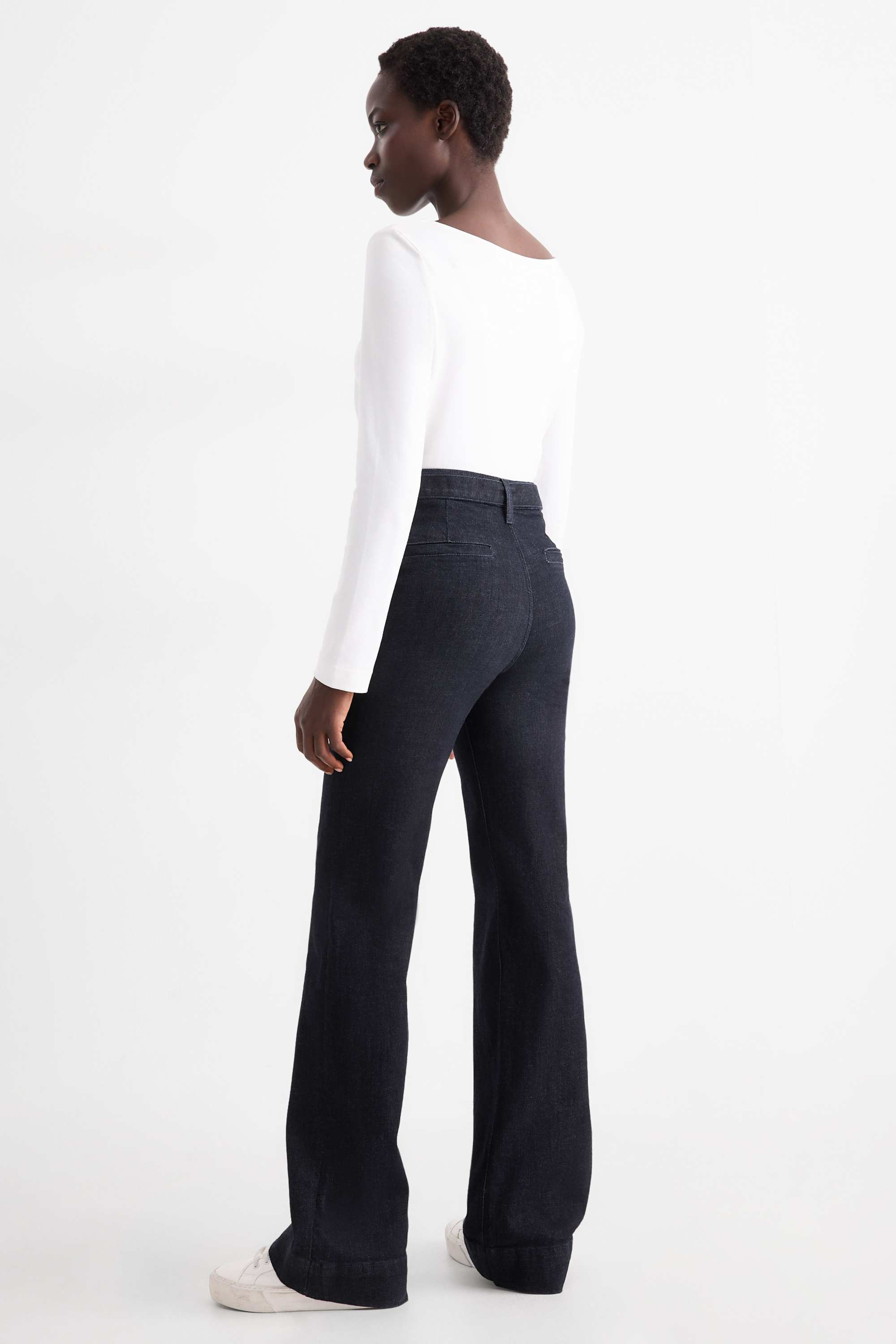Flared jeans with belt - high waist - LYCRA® denim-dark blue