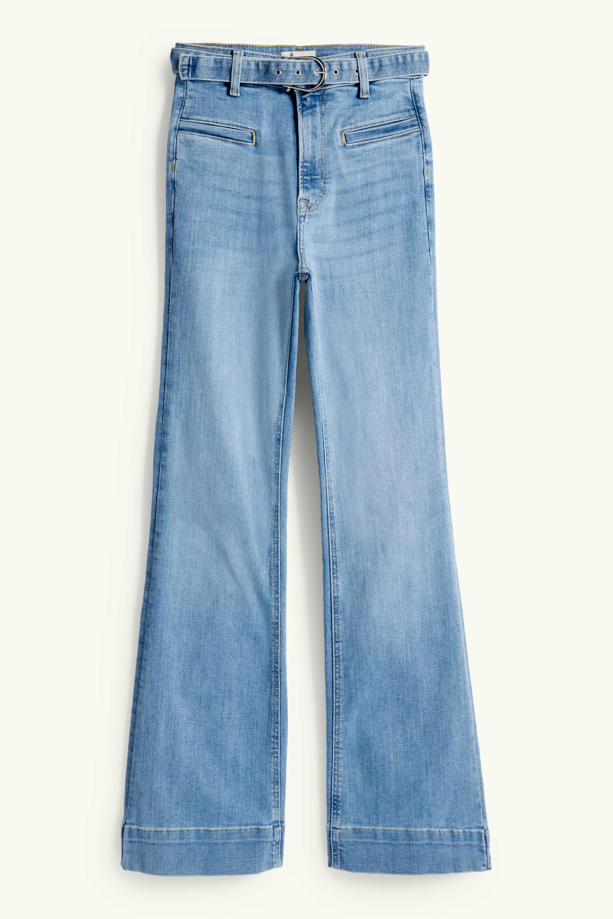 Flared jeans with belt - high waist - LYCRA® light blue