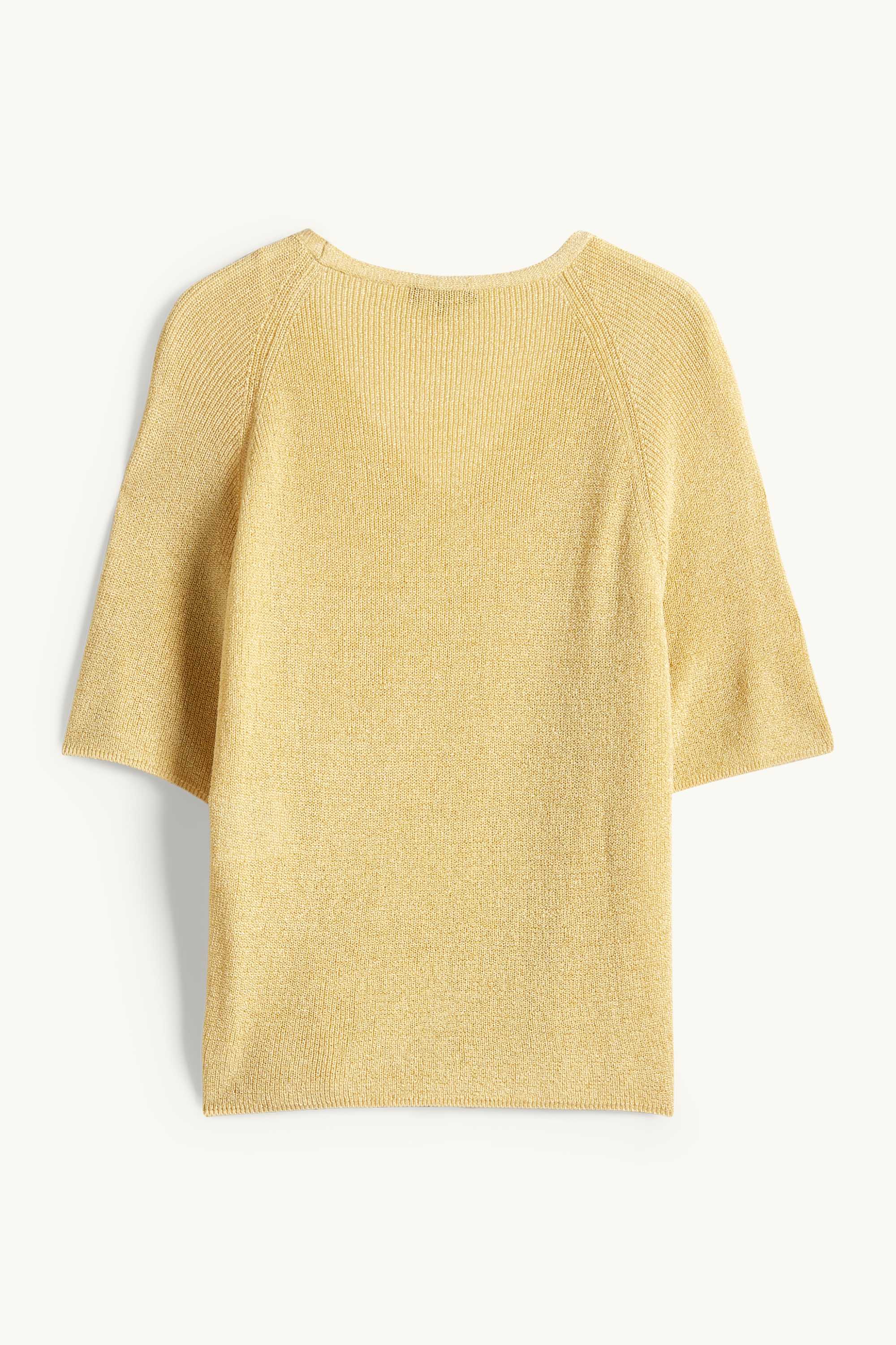 Knitted jumper - short sleeve - shiny yellow