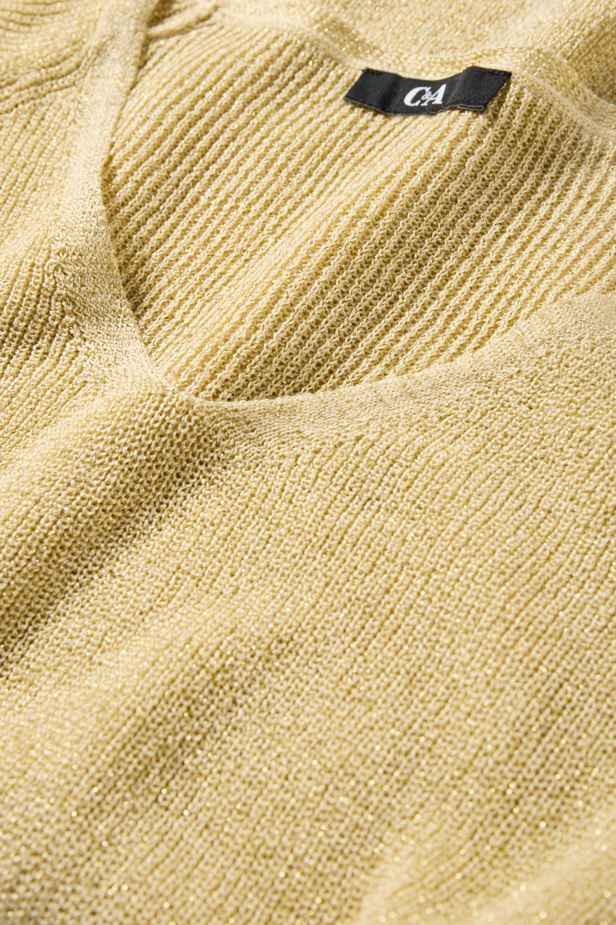 Knitted jumper - short sleeve - shiny yellow