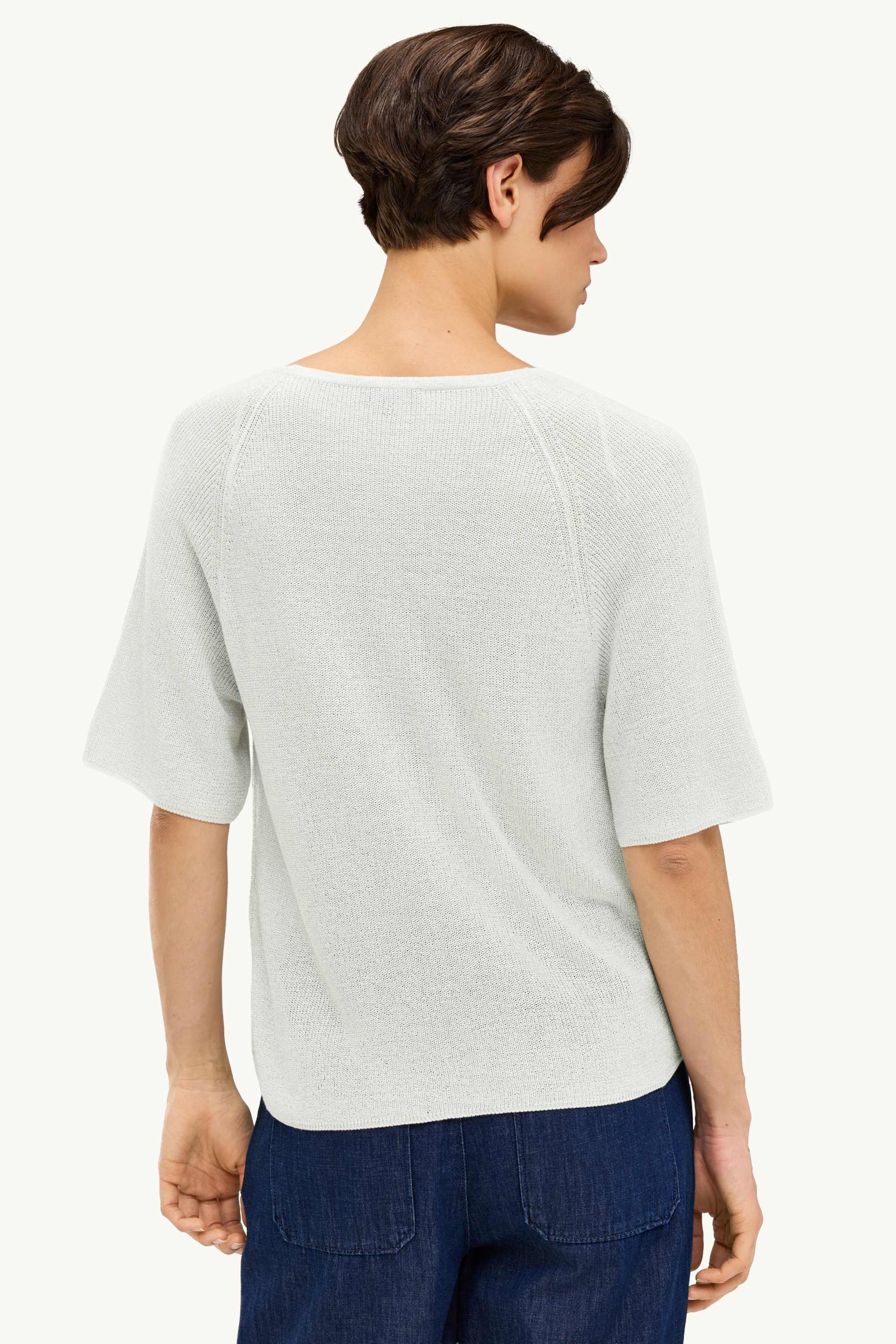 Knitted jumper - short sleeve - shiny white / silver
