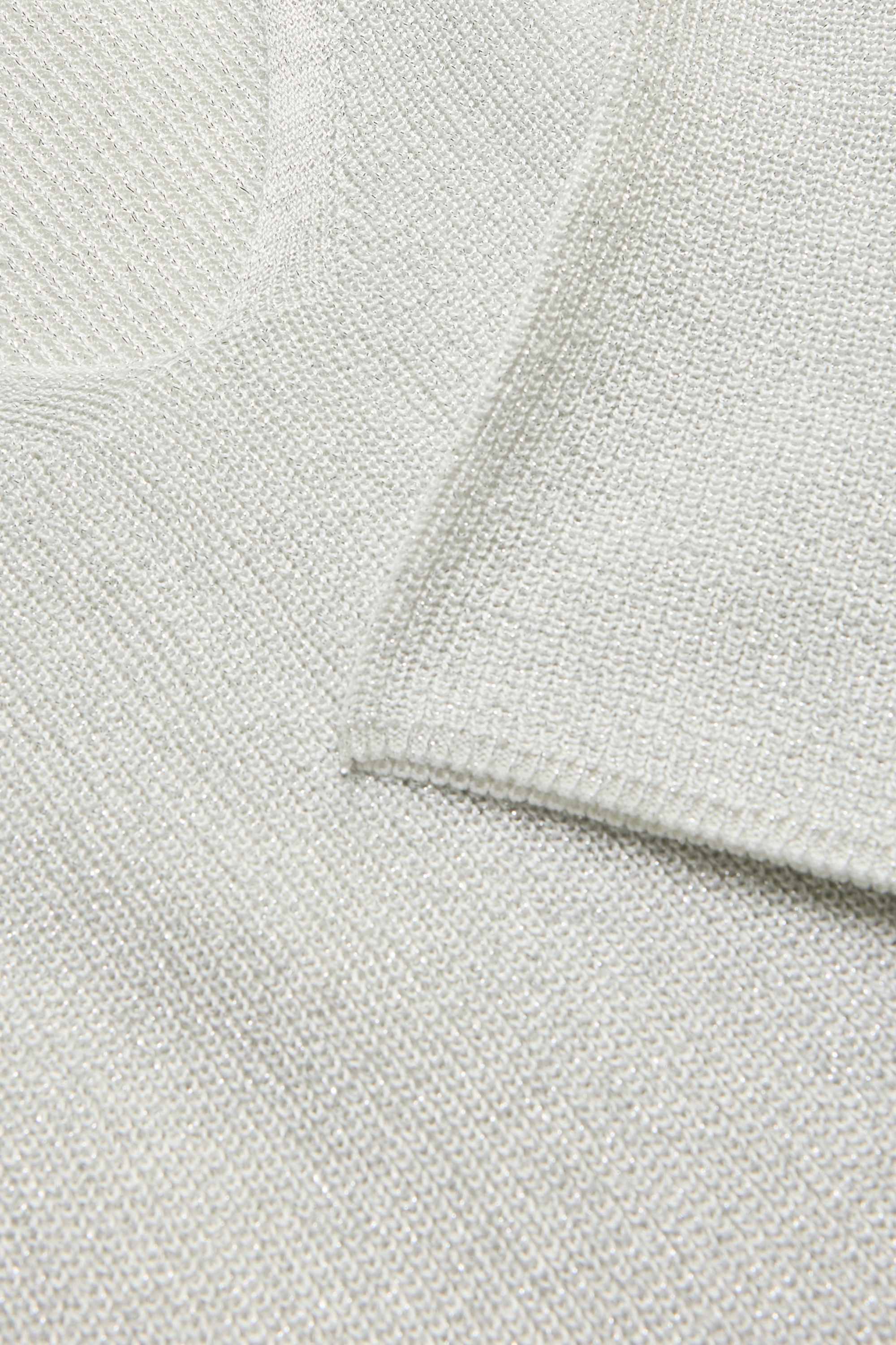 Knitted jumper - short sleeve - shiny white / silver