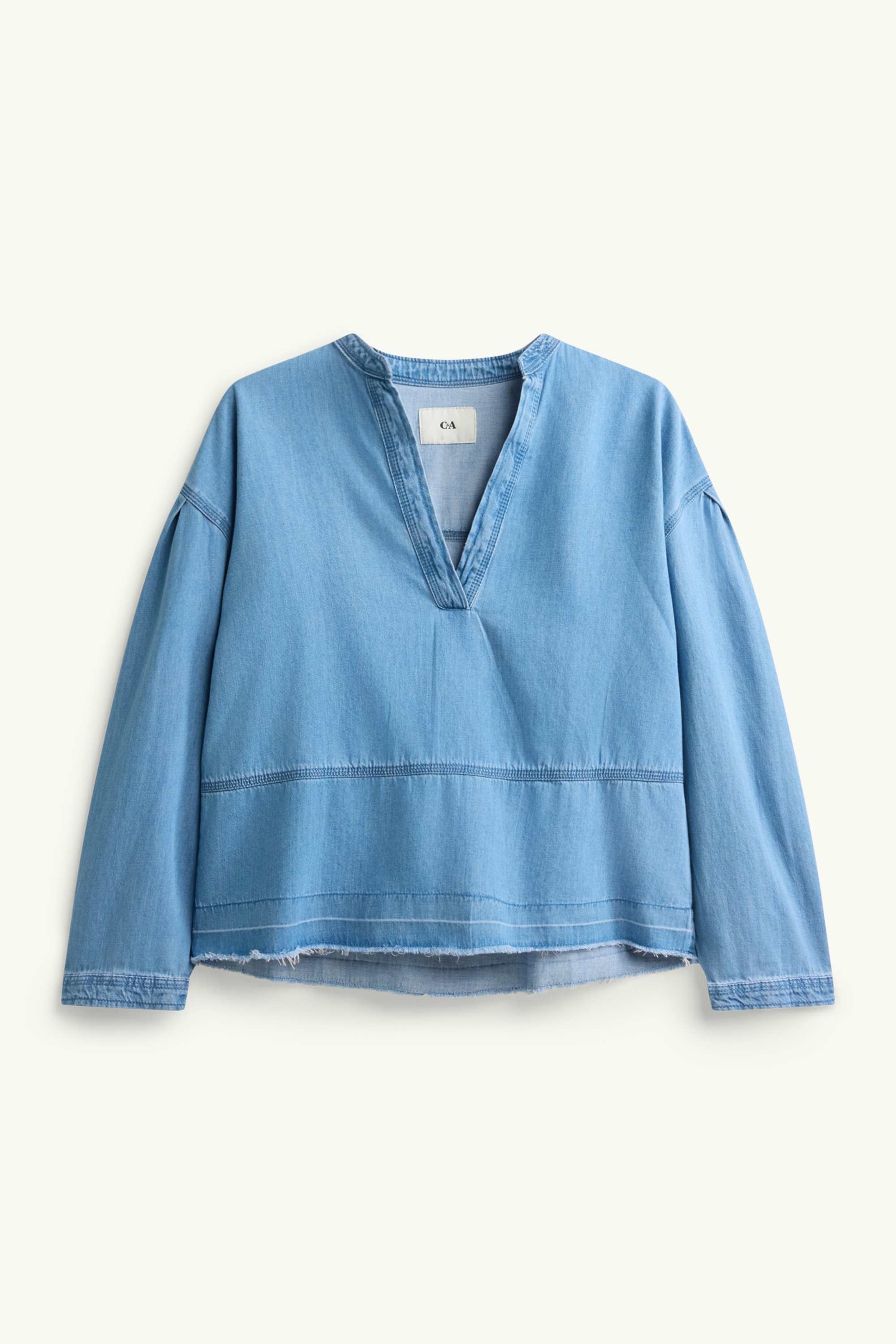 V-neck denim blouse blue denim
