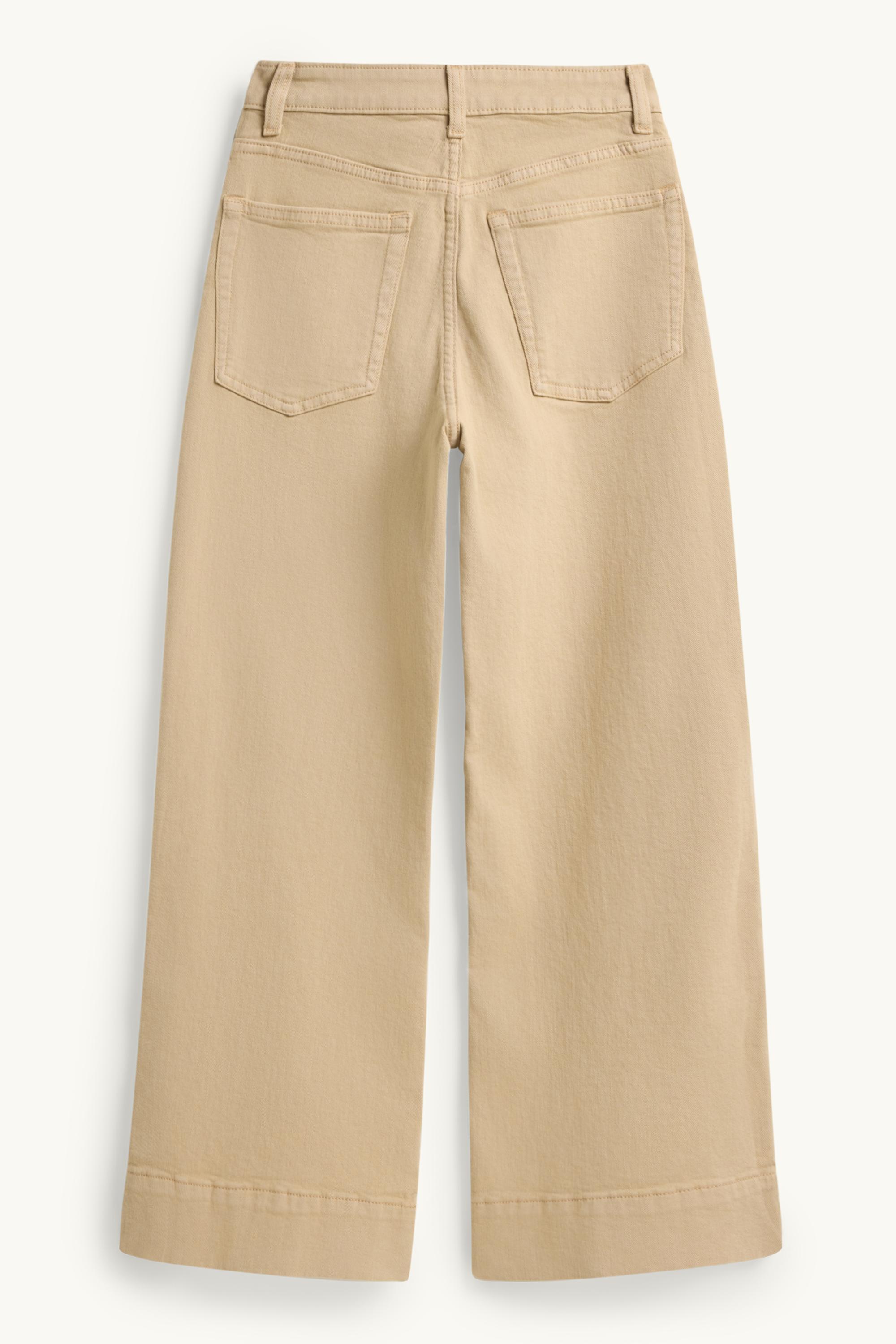 Wide leg jeans - mid-rise waist denim-brown