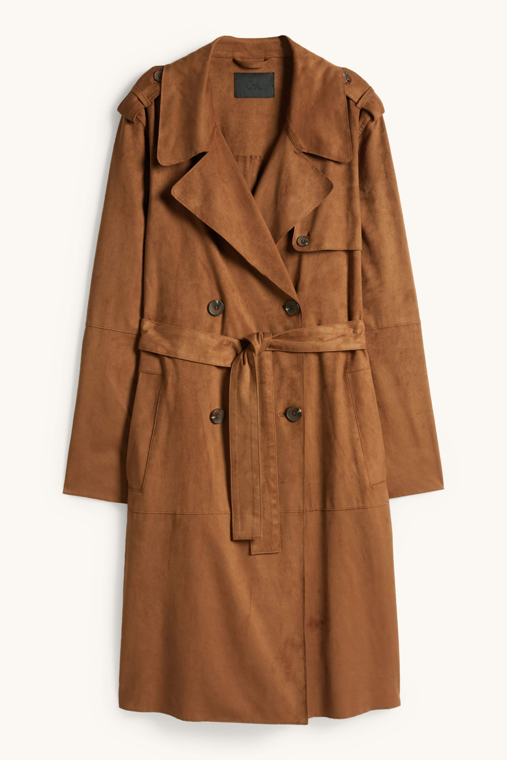 Trench coat - faux suede brown
