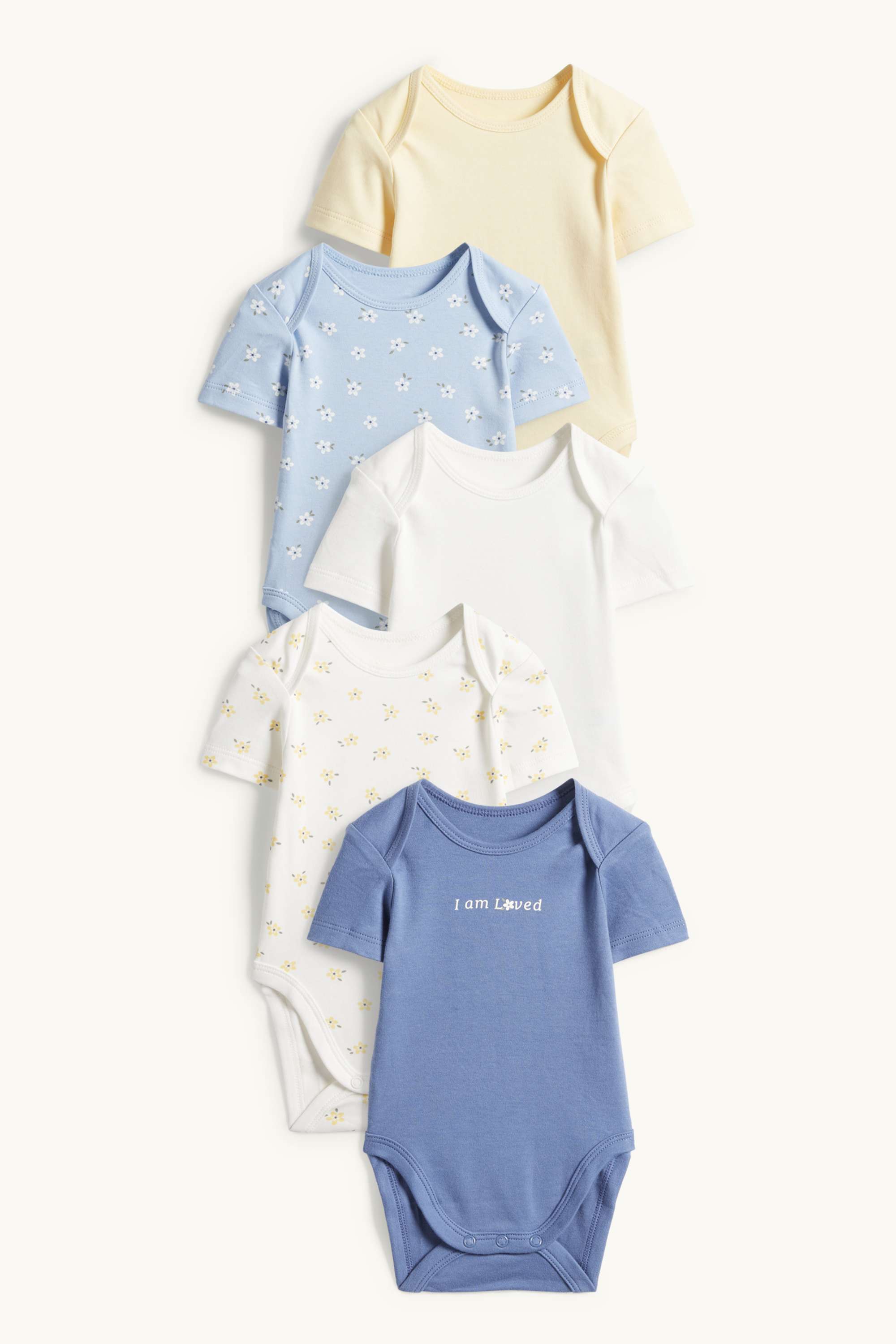 Multipack of 5 - floral - baby bodysuit blue / white