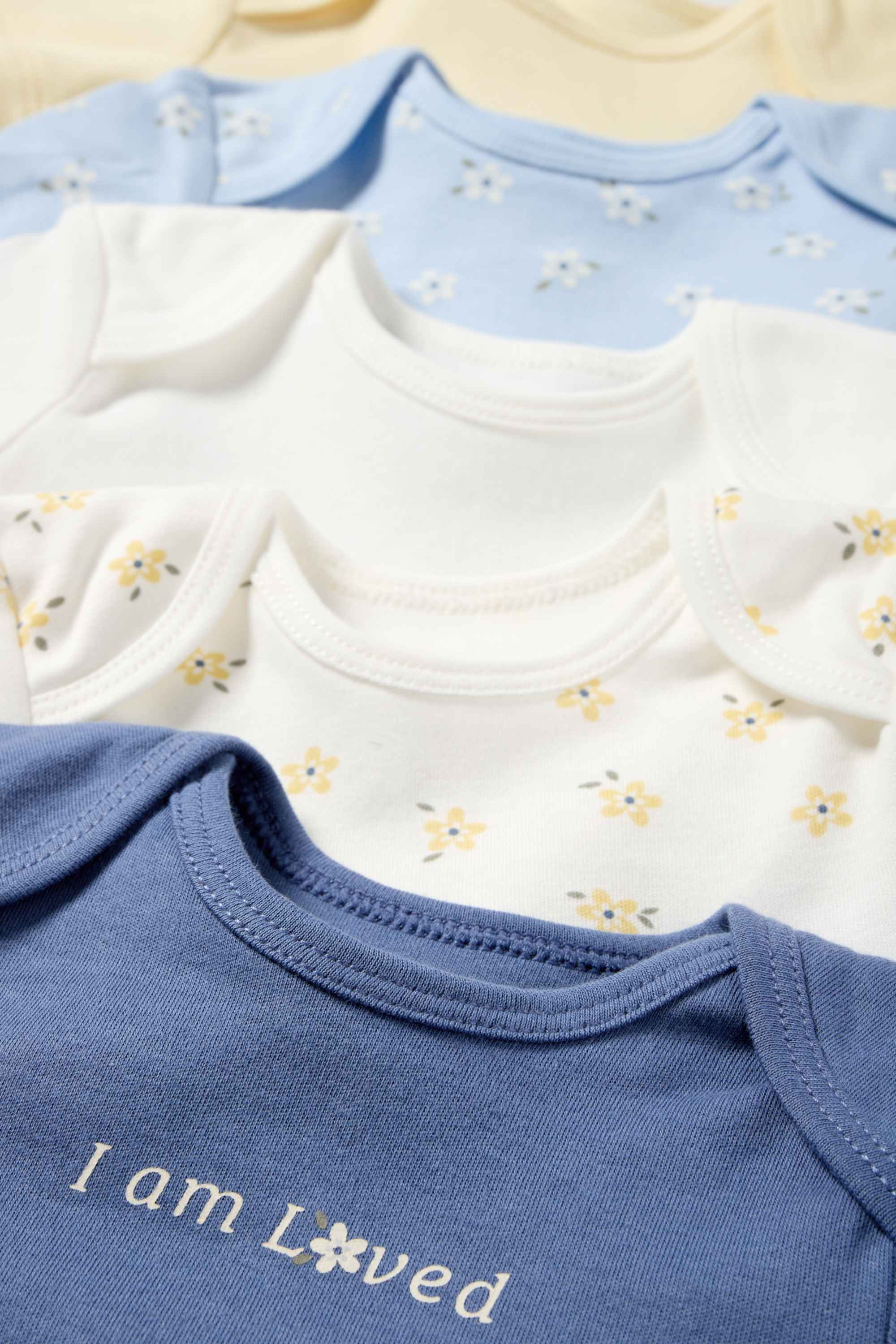 Multipack of 5 - floral - baby bodysuit blue / white