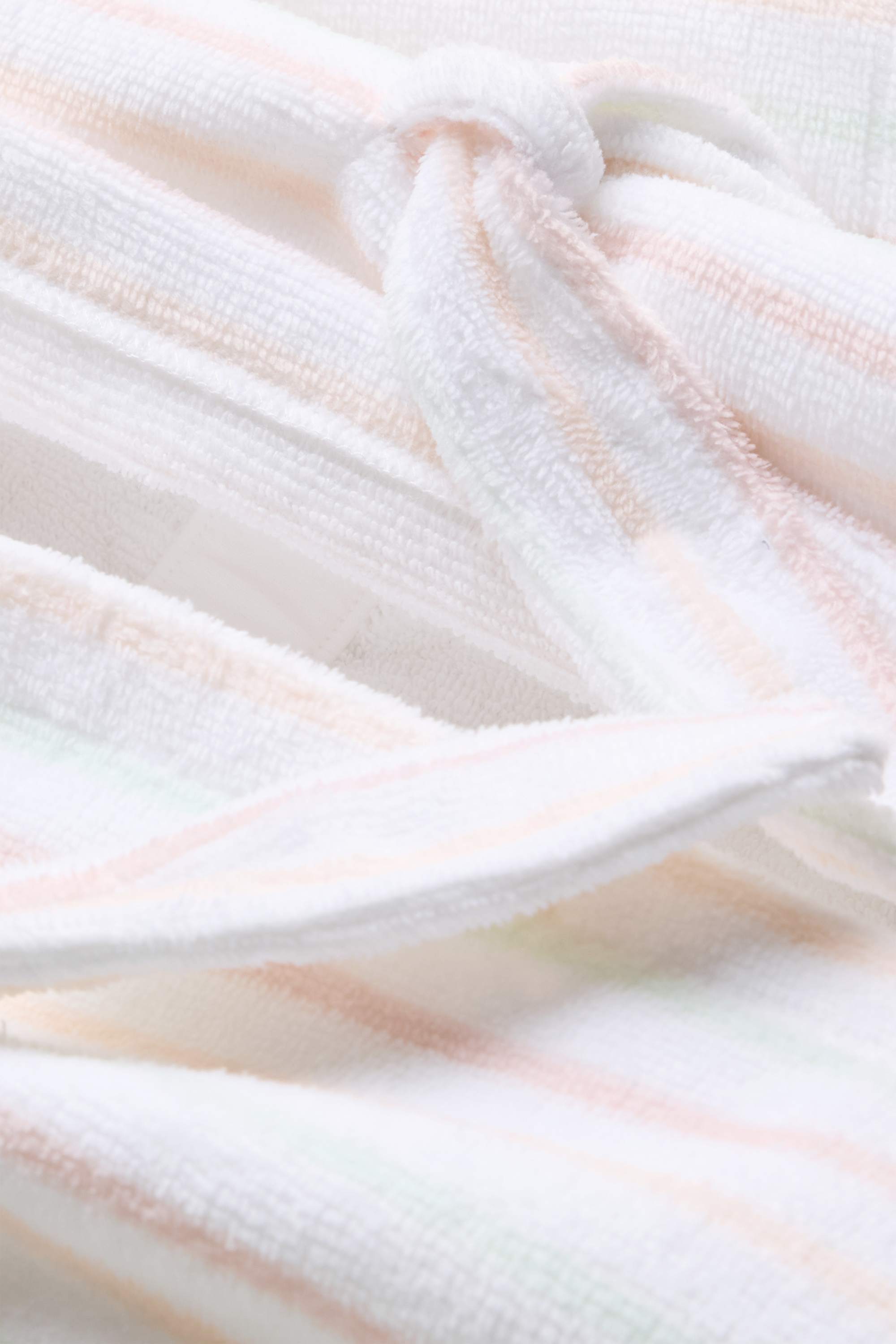 Terry cloth baby bathrobe with hood - striped white