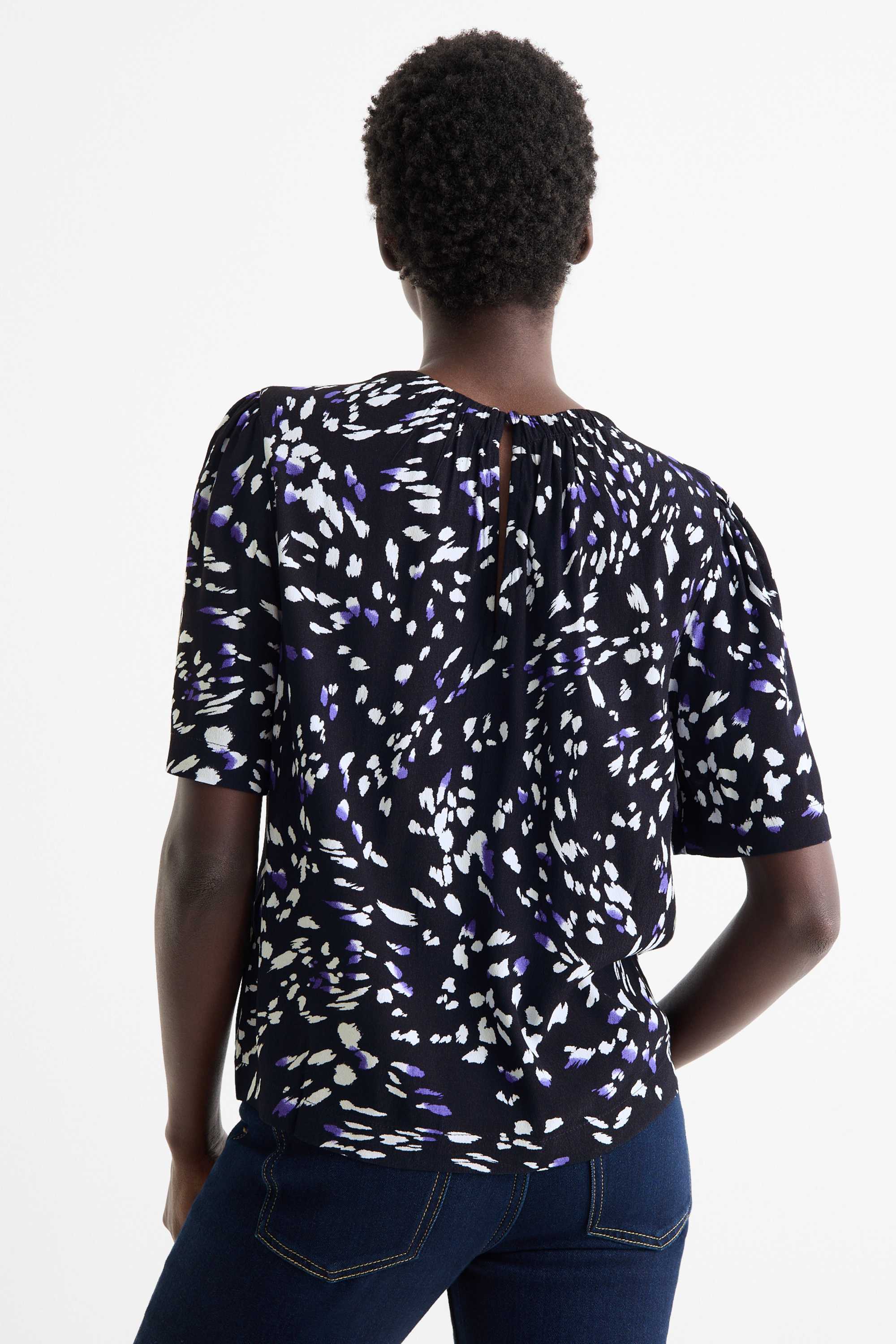 Blouse - patterned dark blue