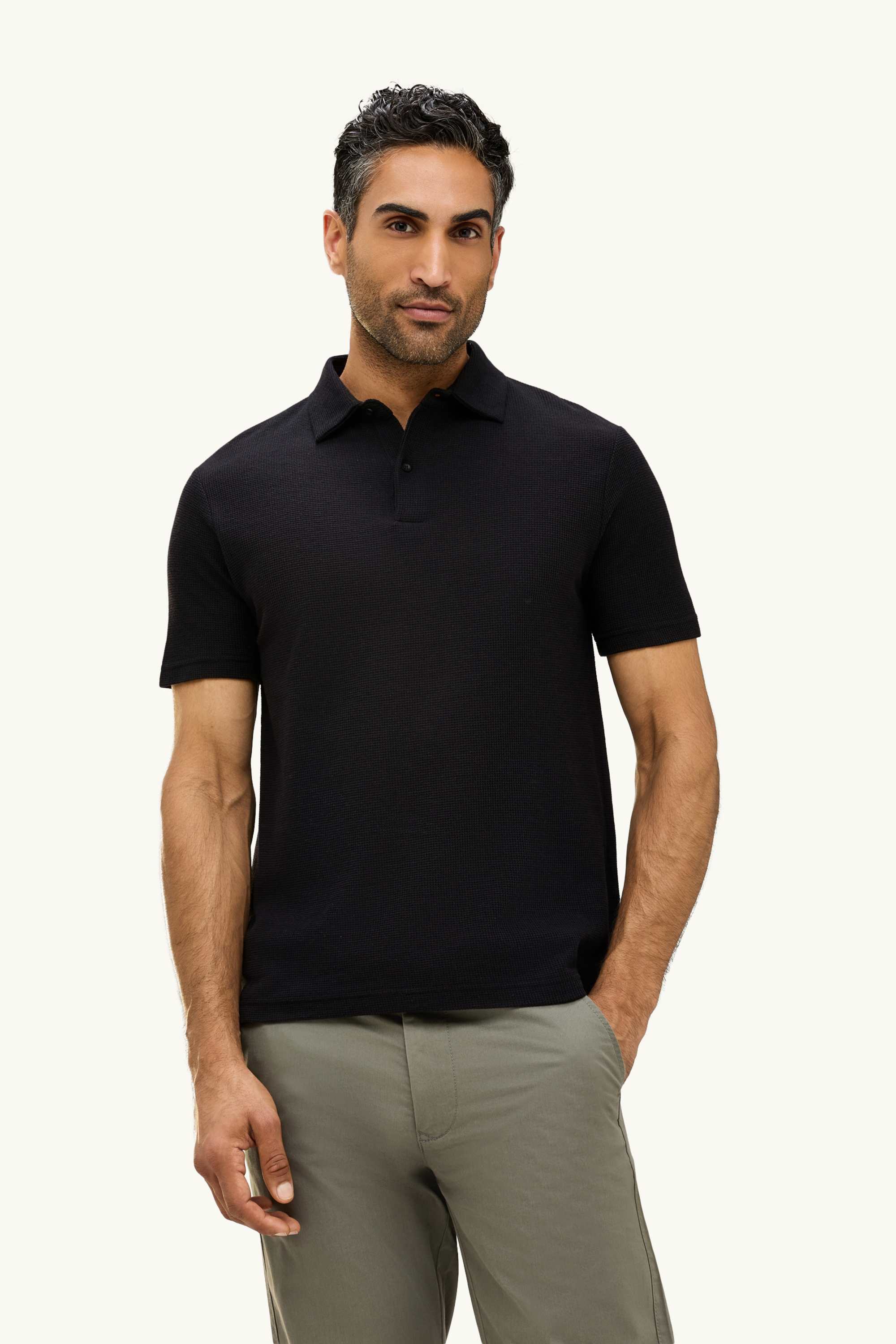 Polo shirt - regular fit - textured black