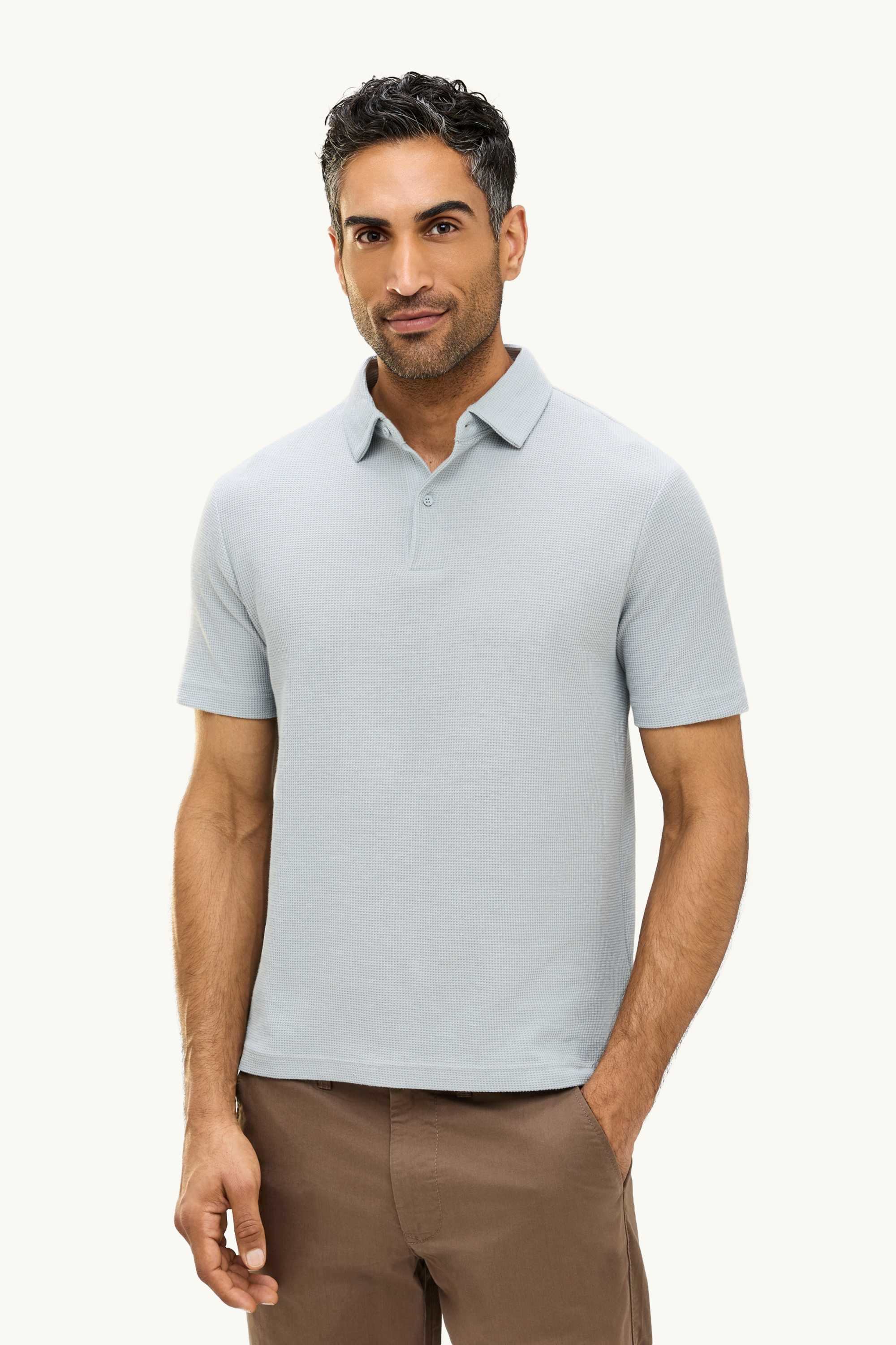 Polo shirt - regular fit - textured gray