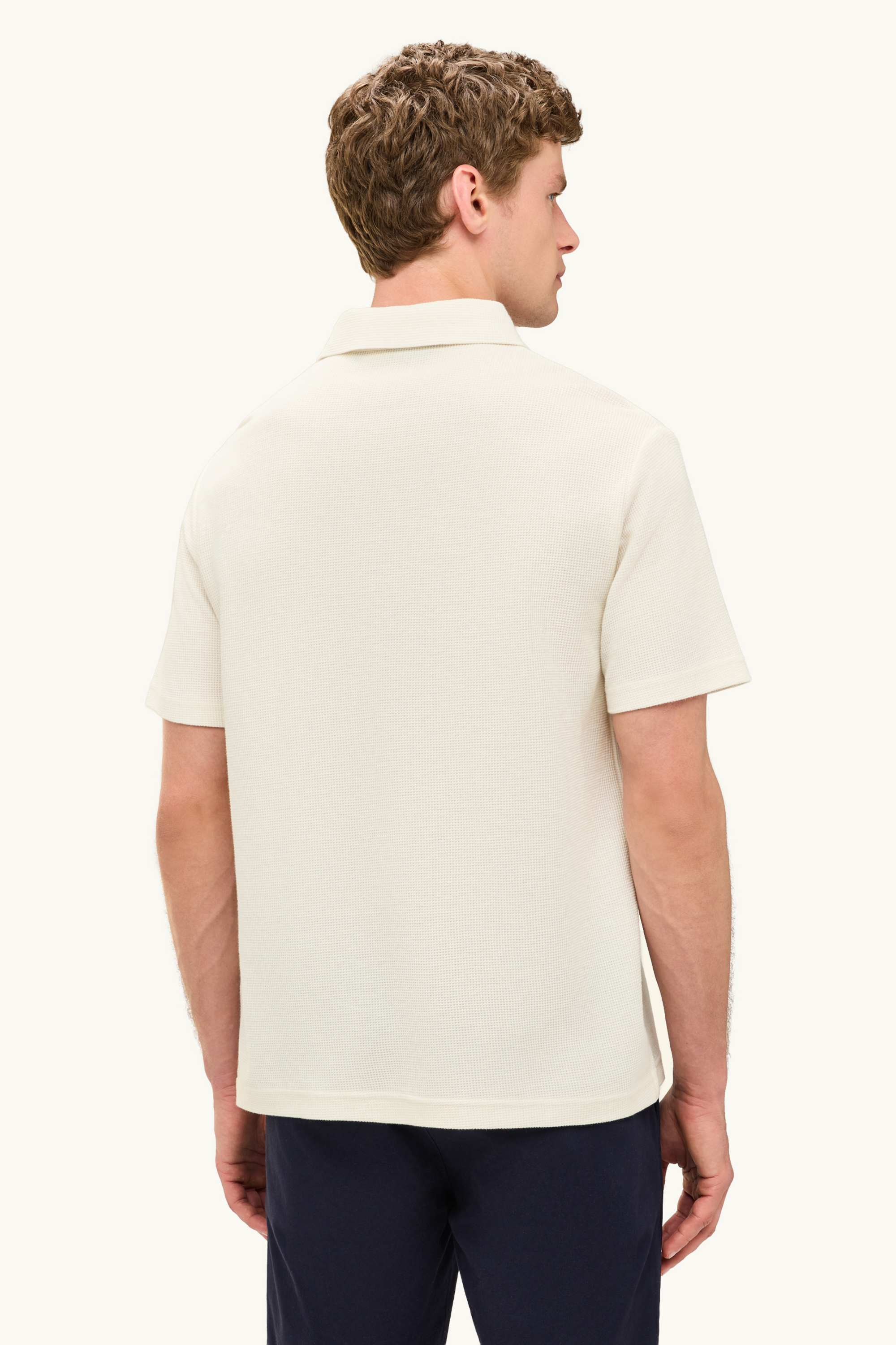 Polo shirt - regular fit - textured creme