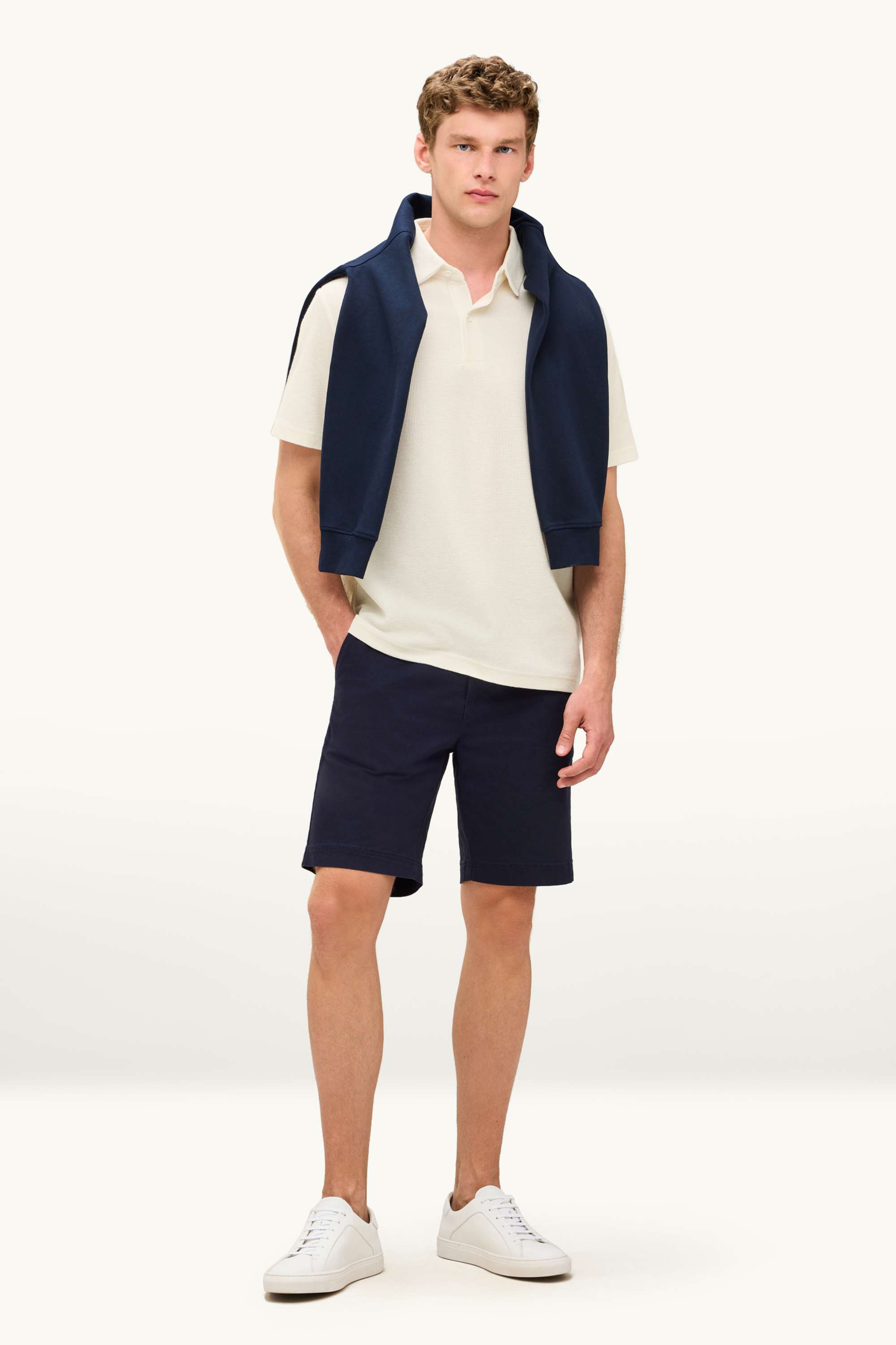 Polo shirt - regular fit - textured creme