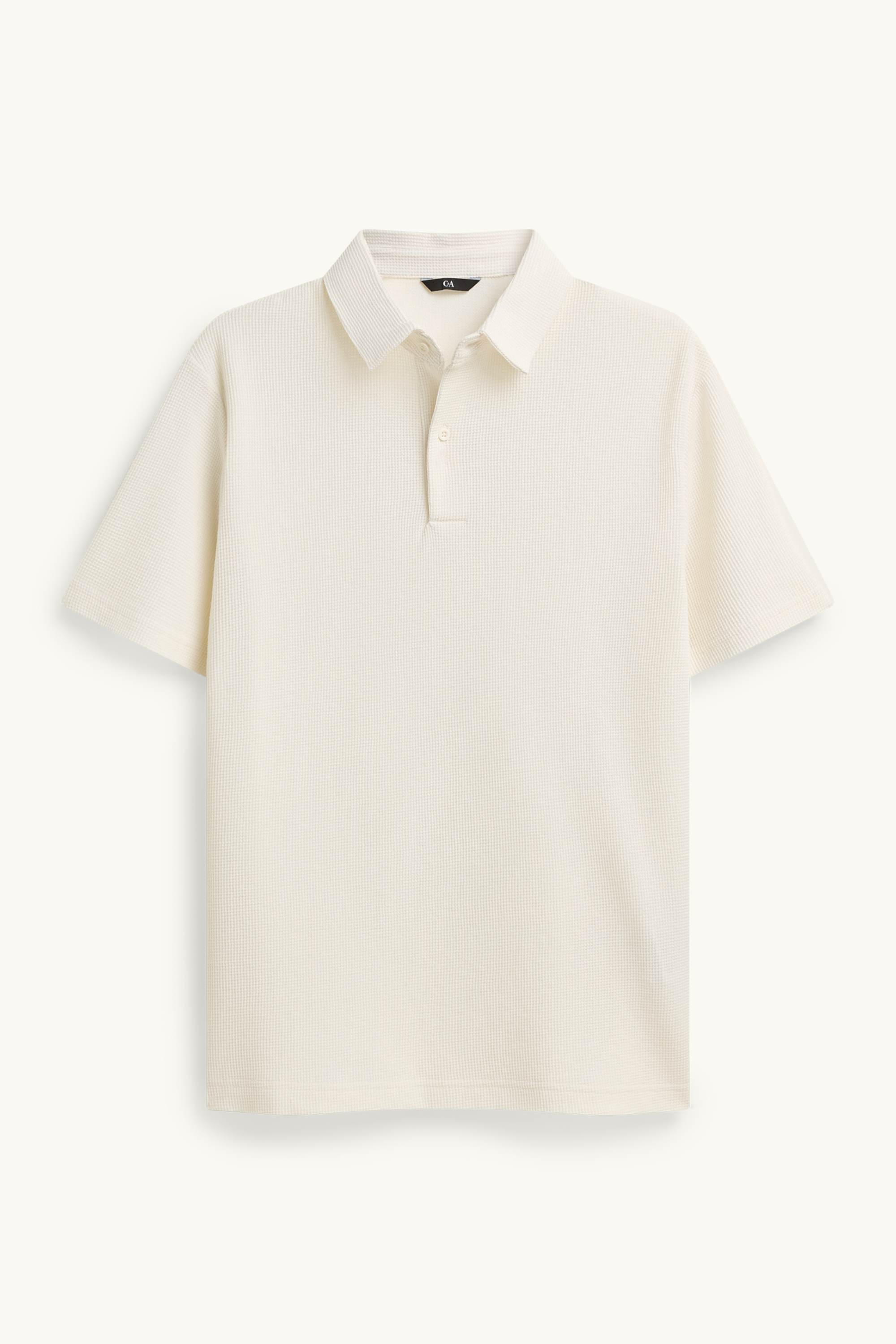 Polo shirt - regular fit - textured creme