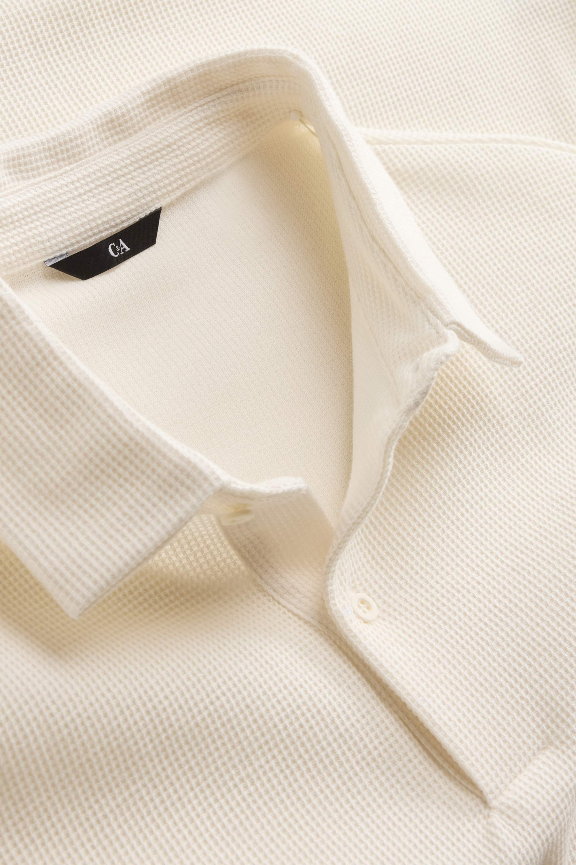Polo shirt - regular fit - textured creme