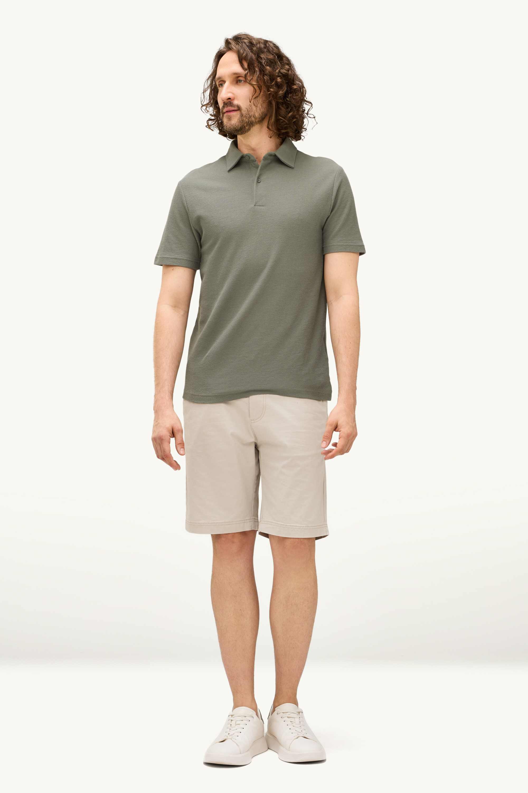 Polo shirt - regular fit - textured green / gray