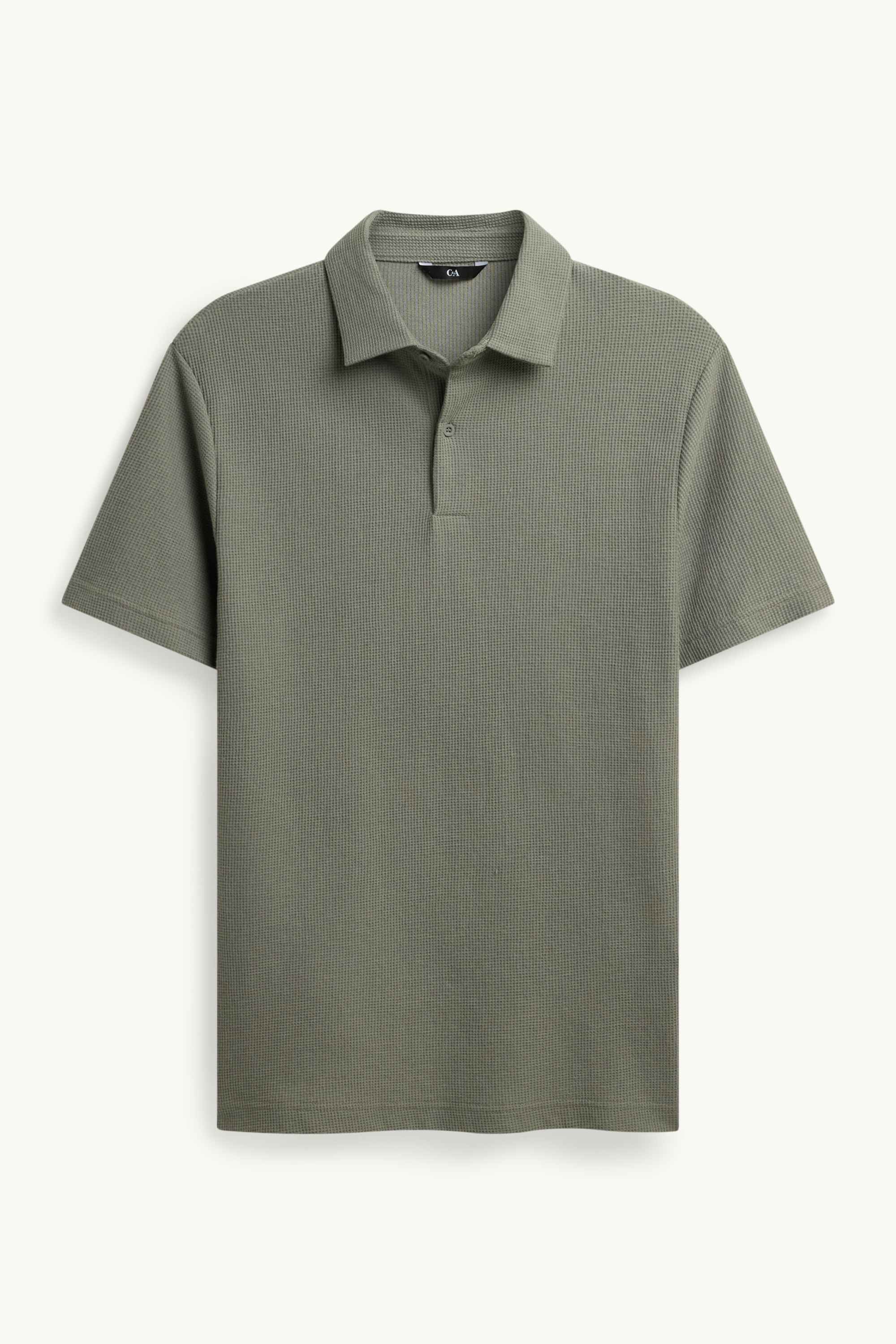 Polo shirt - regular fit - textured green / gray