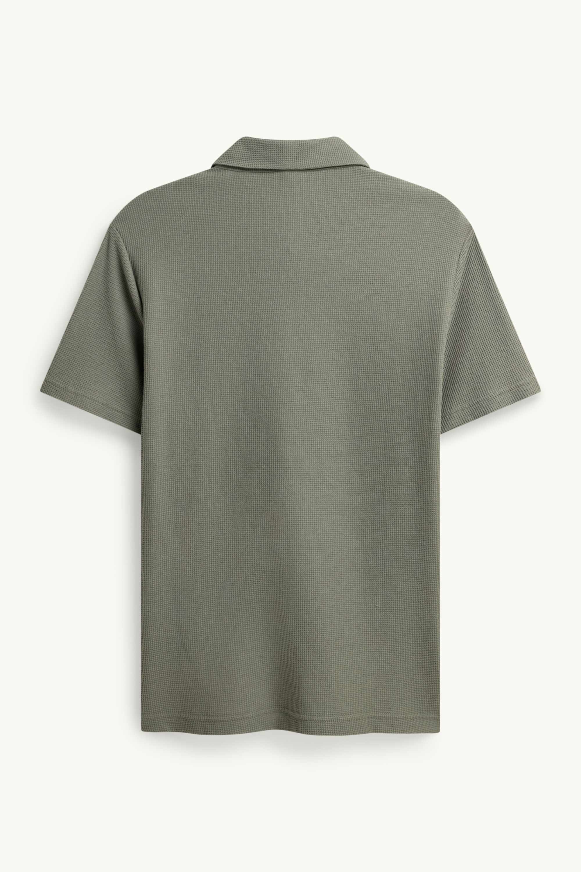 Polo shirt - regular fit - textured green / gray