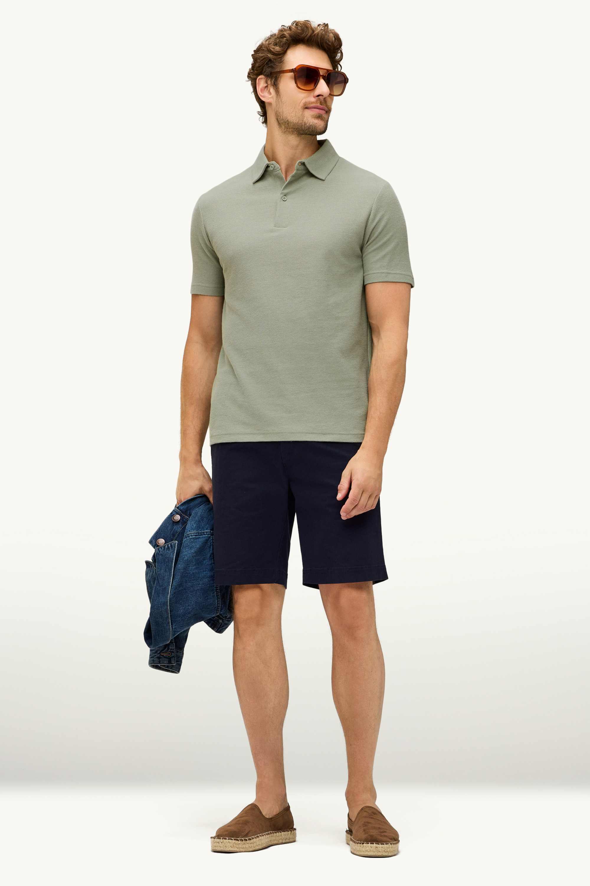 Polo shirt - regular fit - textured light green