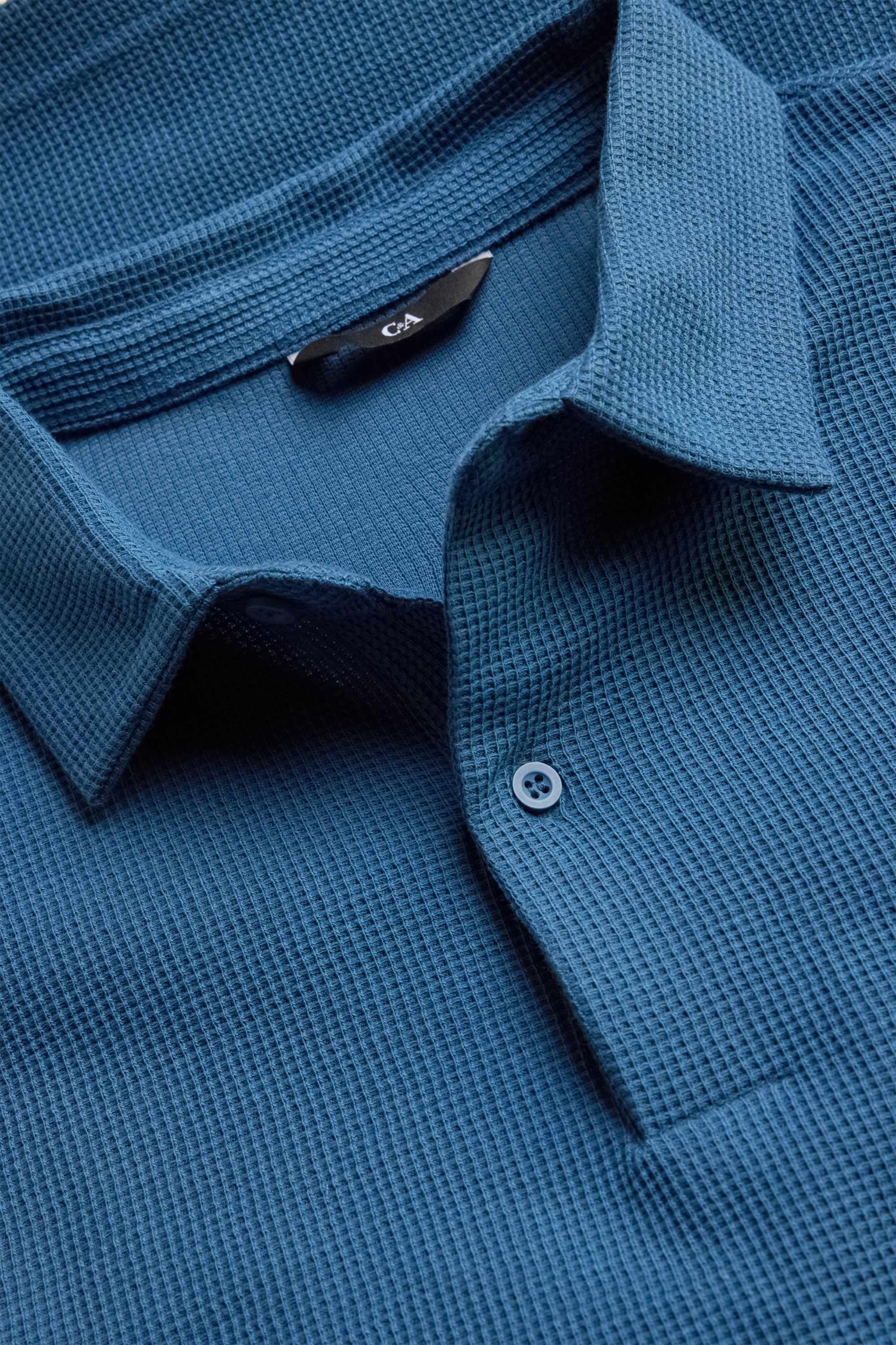 Polo shirt - regular fit - textured blue