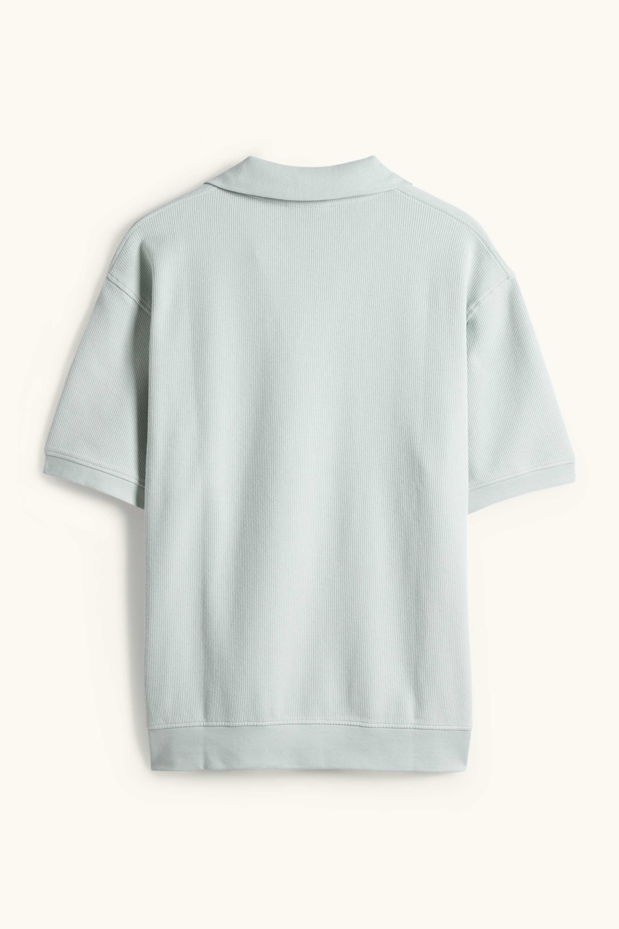 Knitted polo shirt - relaxed fit - ribbed mint green