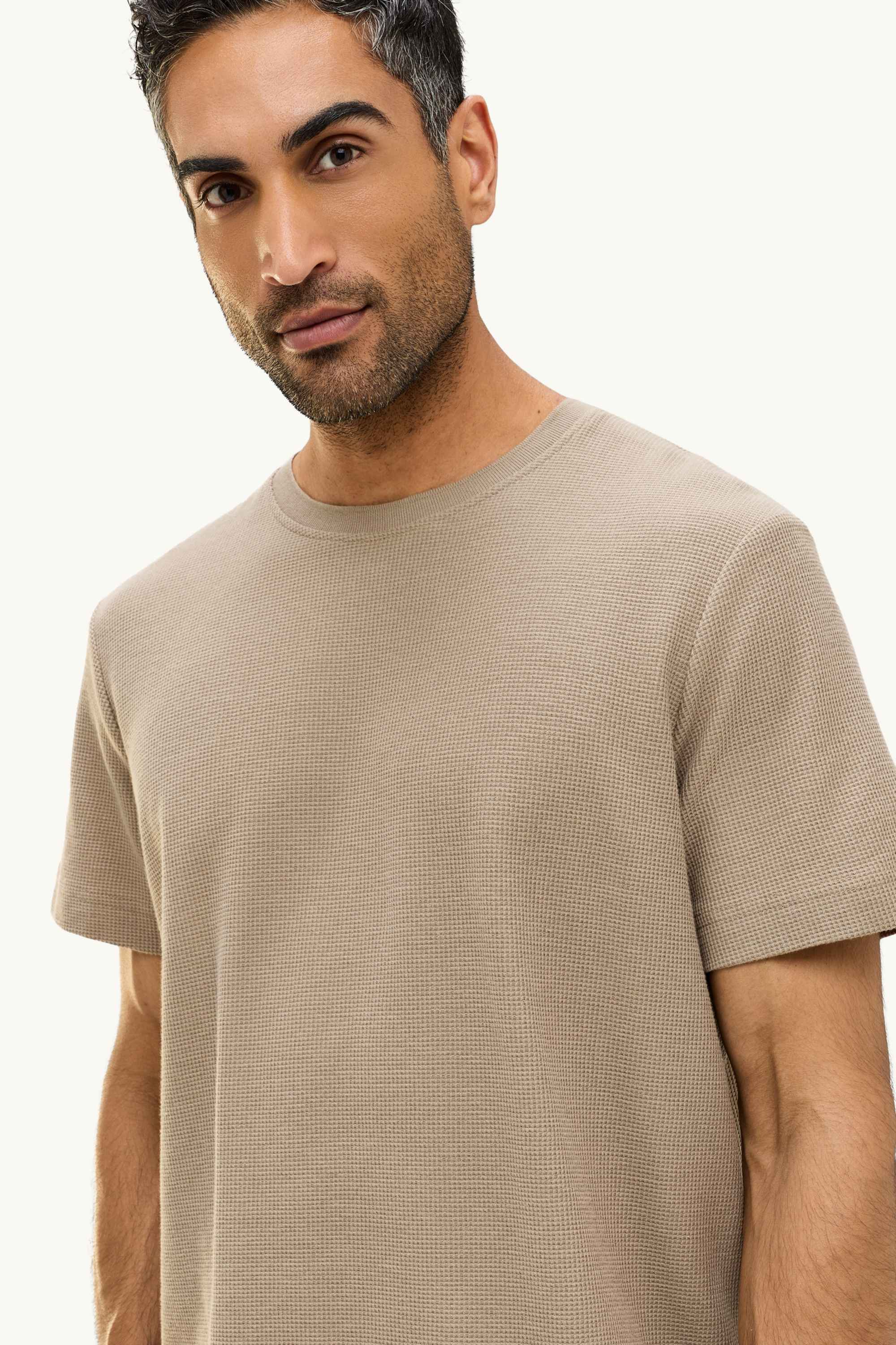 T-shirt - regular fit - textured light brown