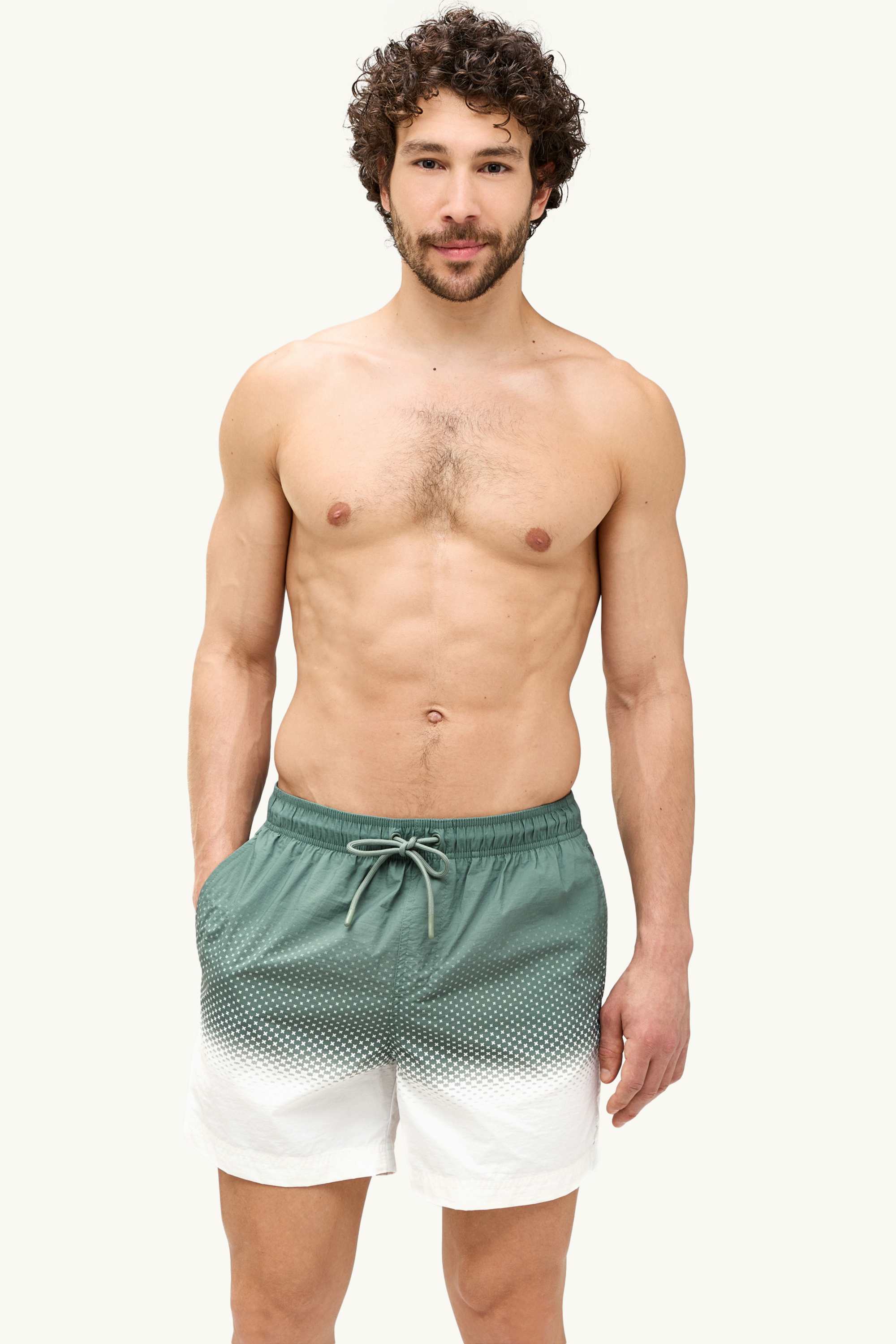 Swim shorts - patterned khaki
