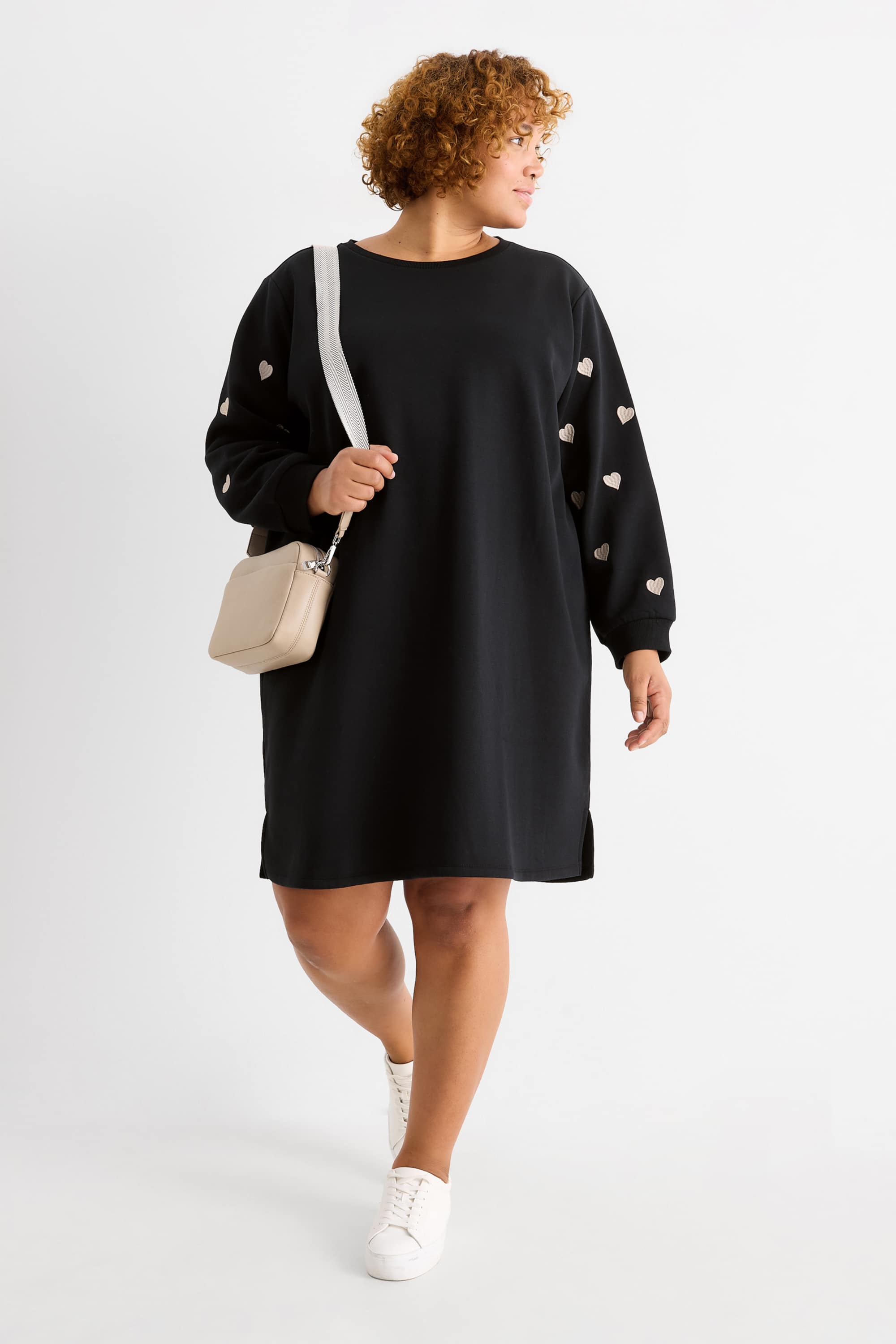 Sweatshirt dress - straight fit black