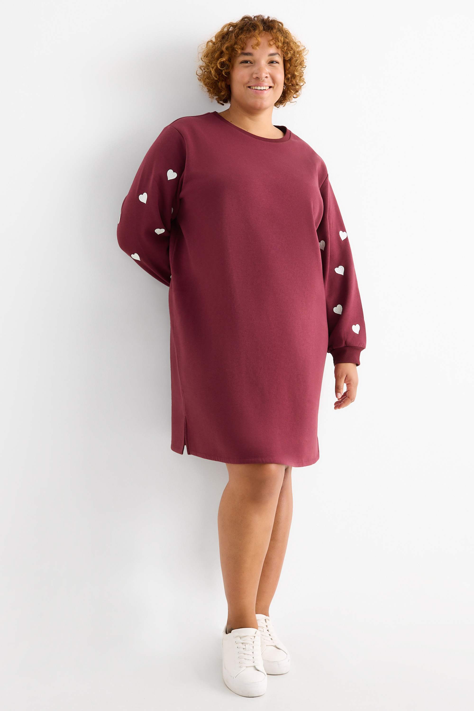 Sweatshirt dress - straight fit bordeaux