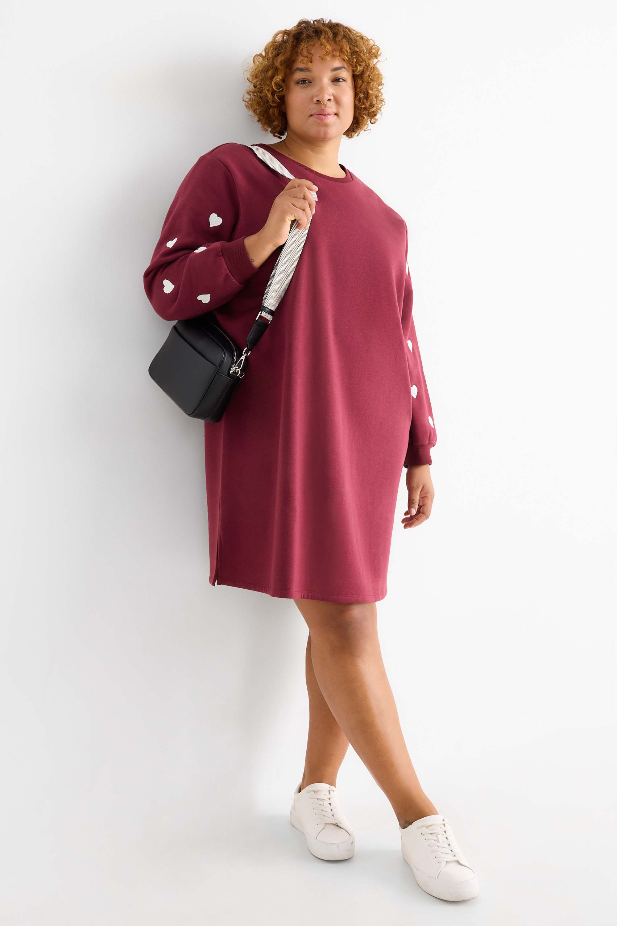 Sweatshirt dress - straight fit bordeaux