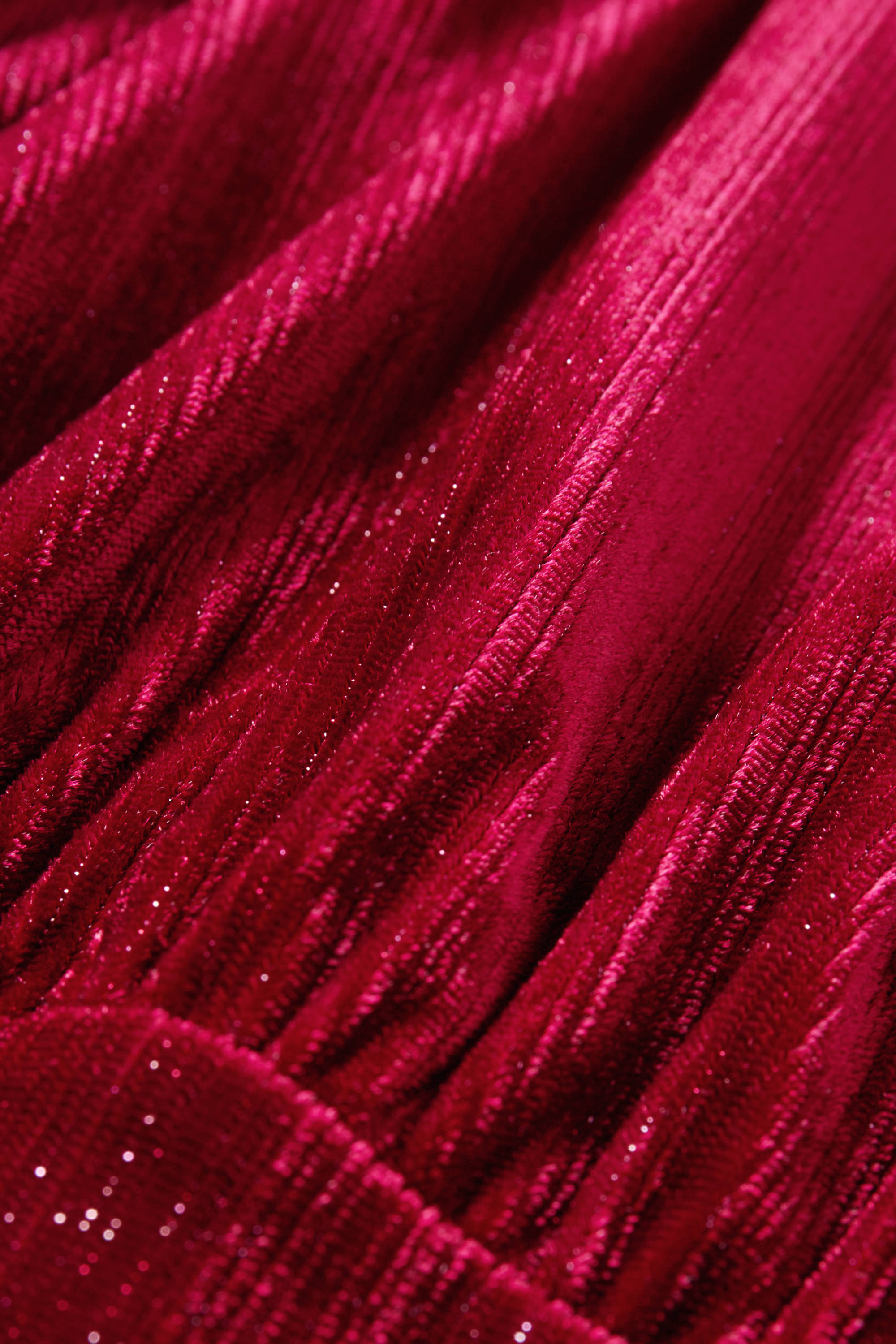Velvet wrap dress - straight fit dark red