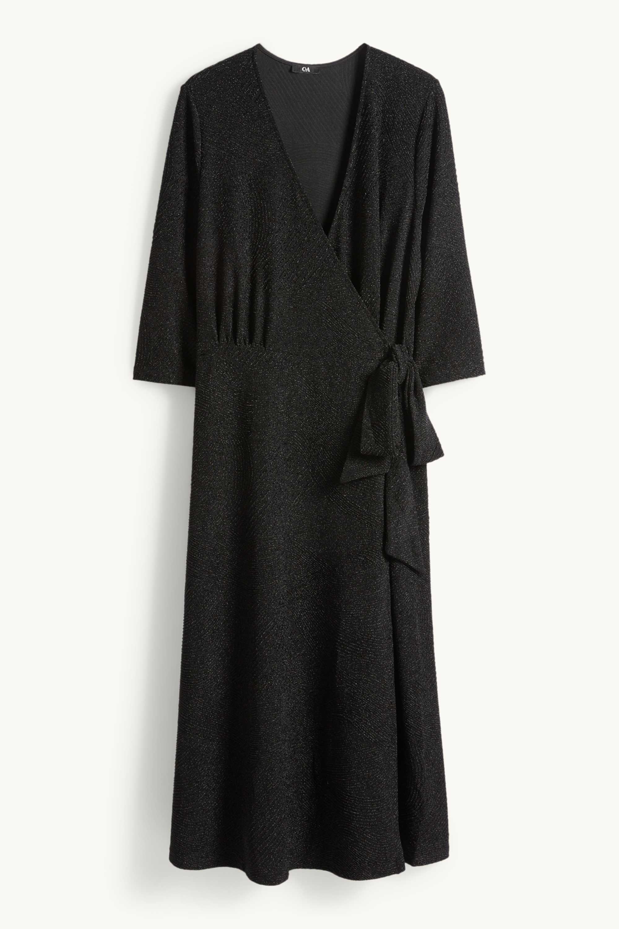 Wrap dress - straight fit - textured black