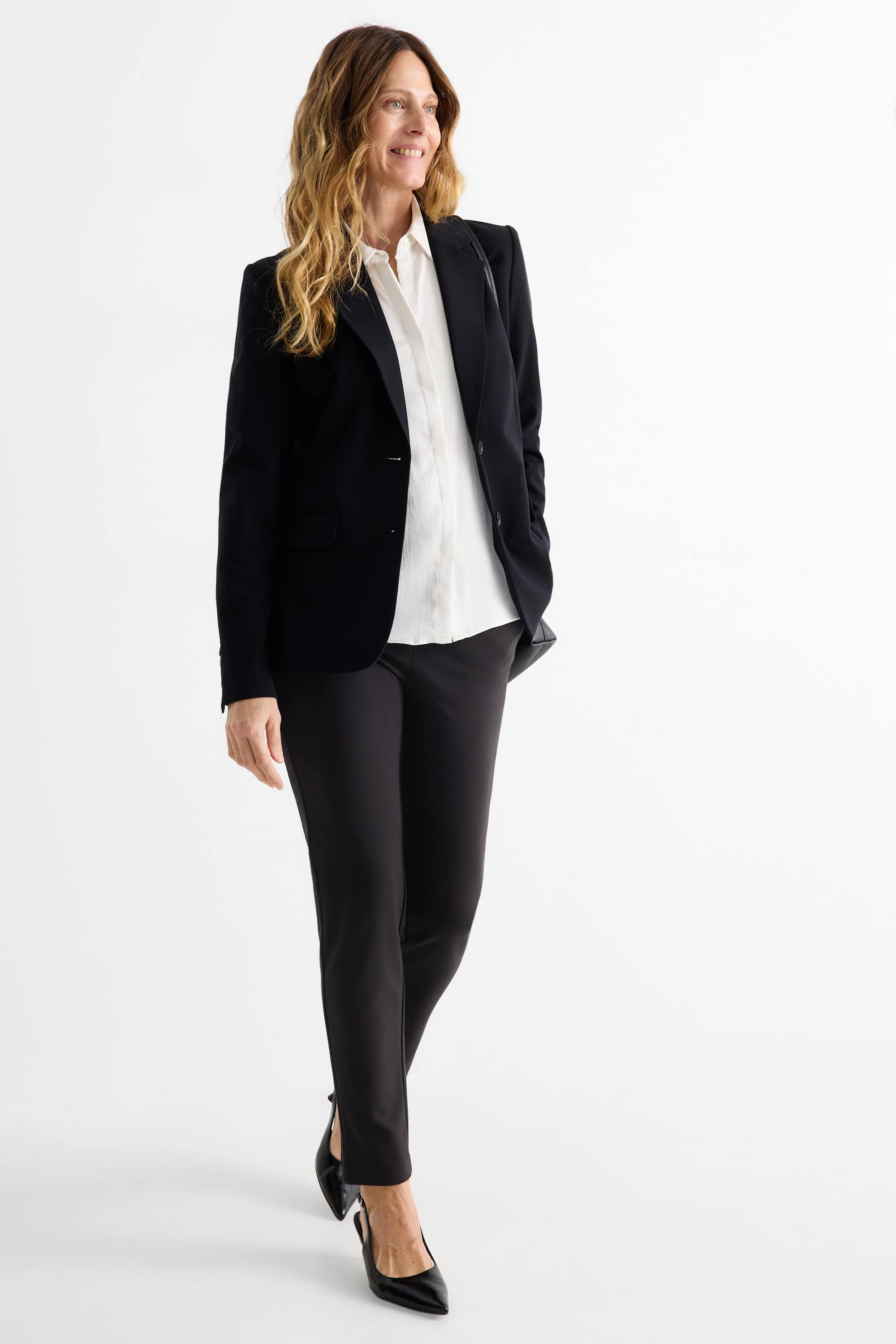 Jersey trousers - high waist - tapered fit black