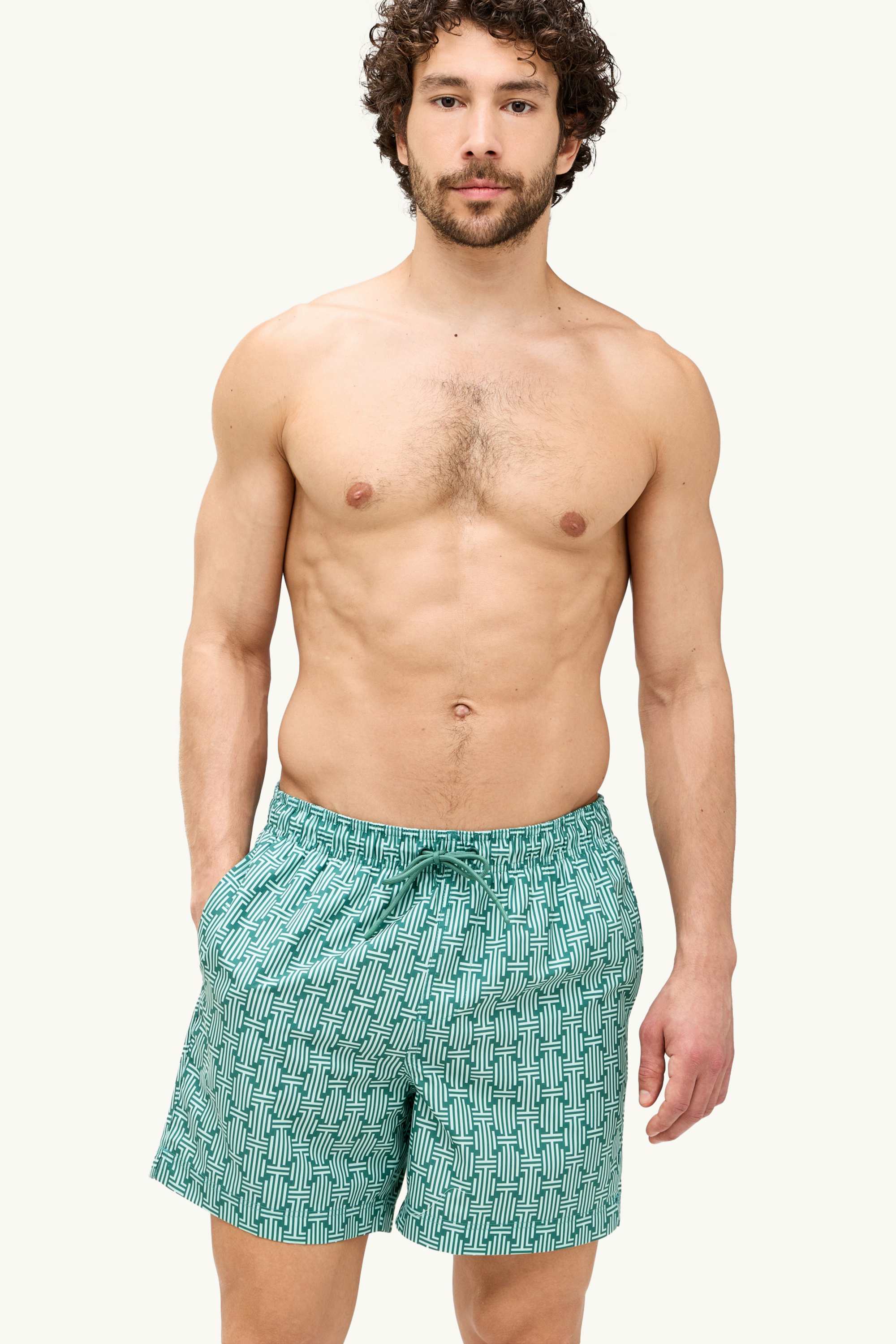 Swim shorts - patterned green