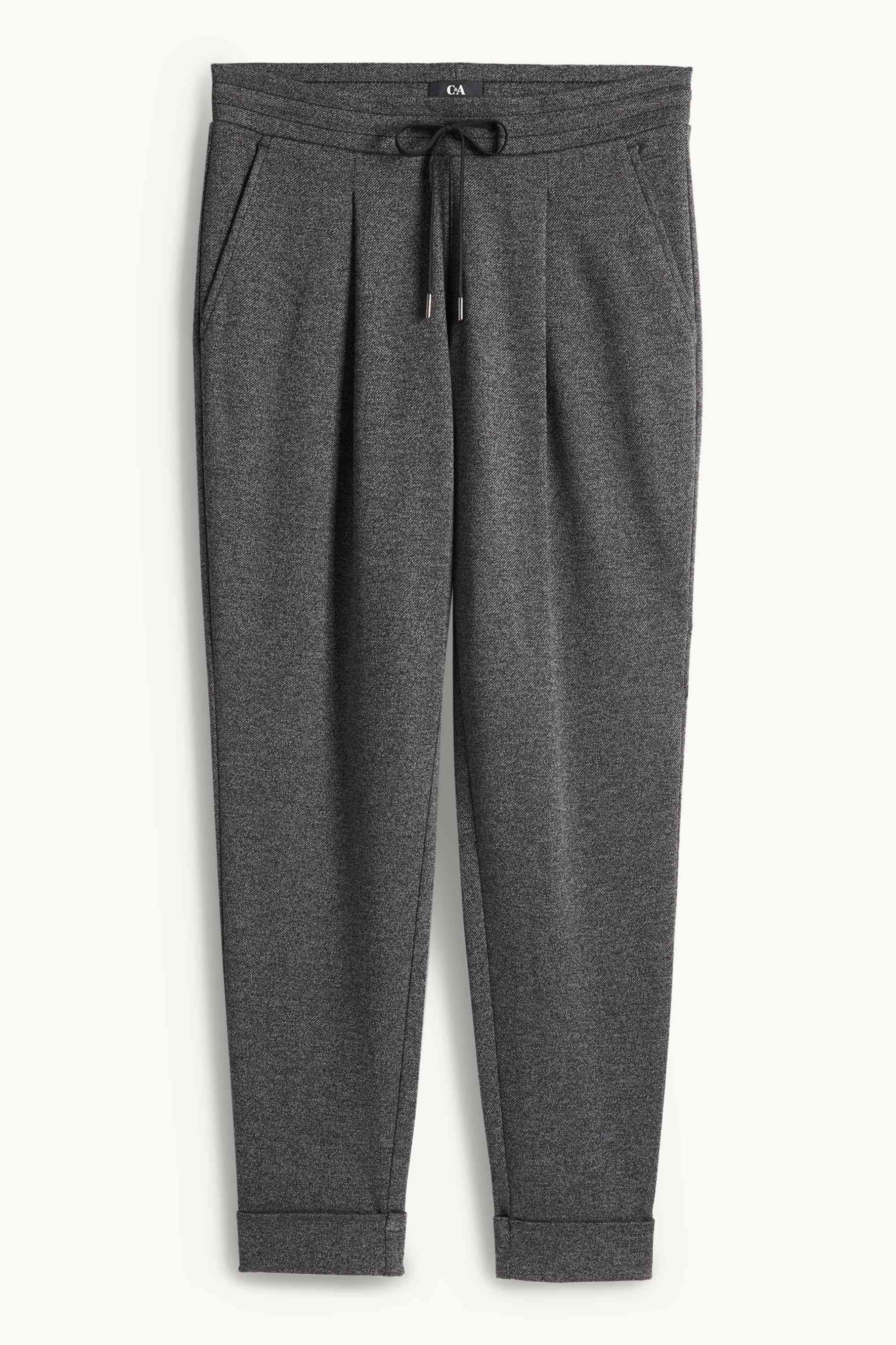 Jersey trousers - mid-rise waist - tapered fit dark gray