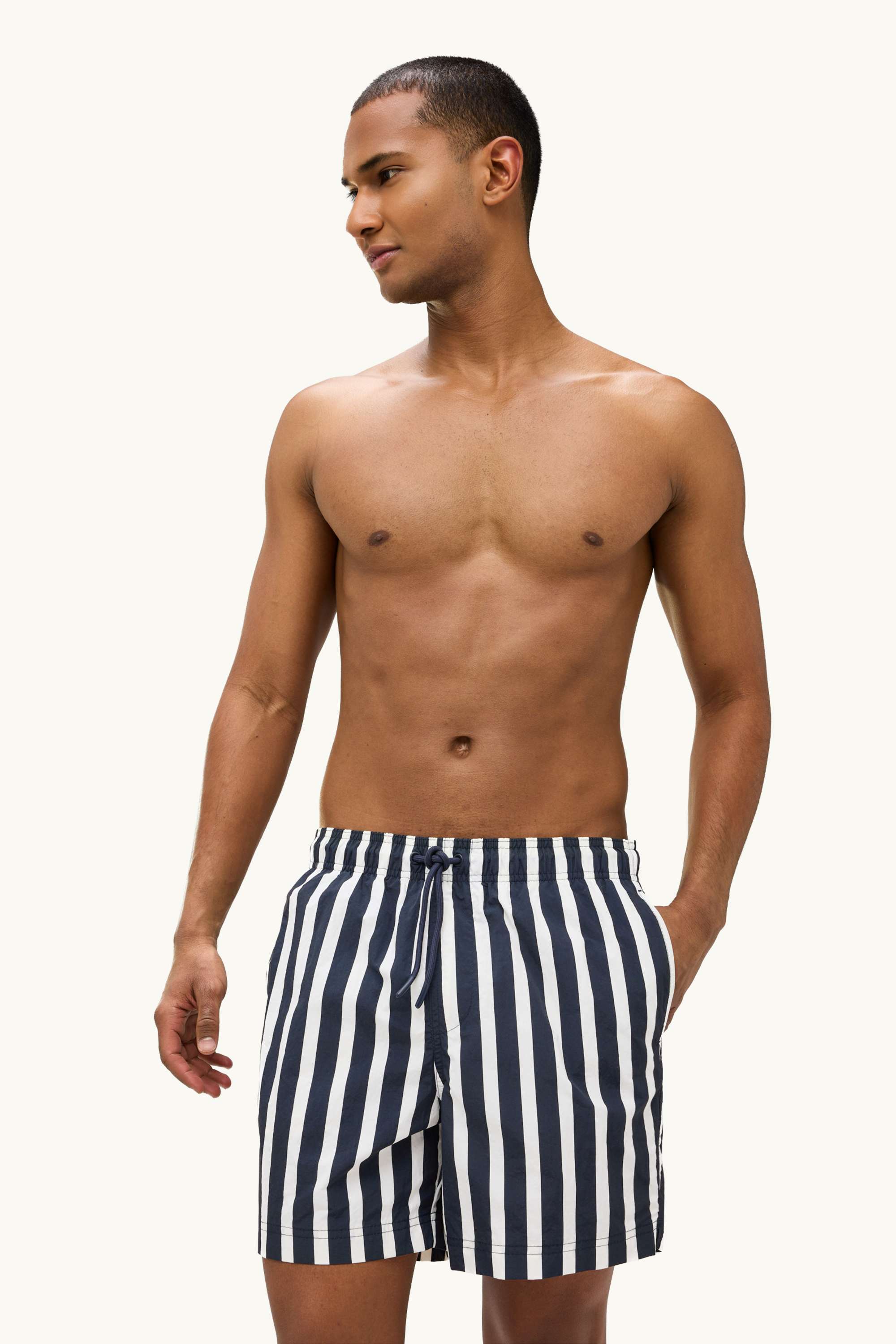 Swim shorts - striped dark blue / white