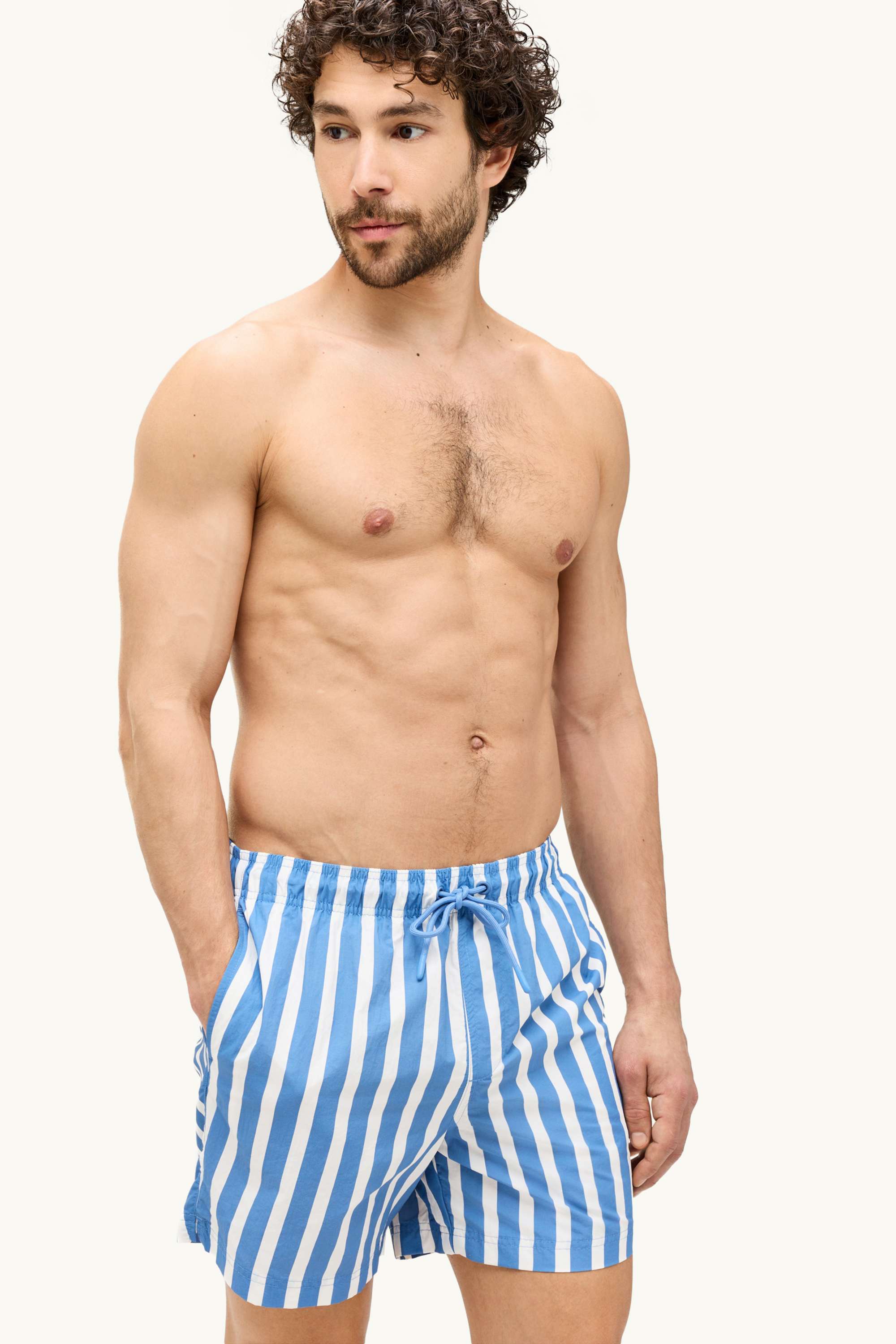 Swim shorts - striped blue / white