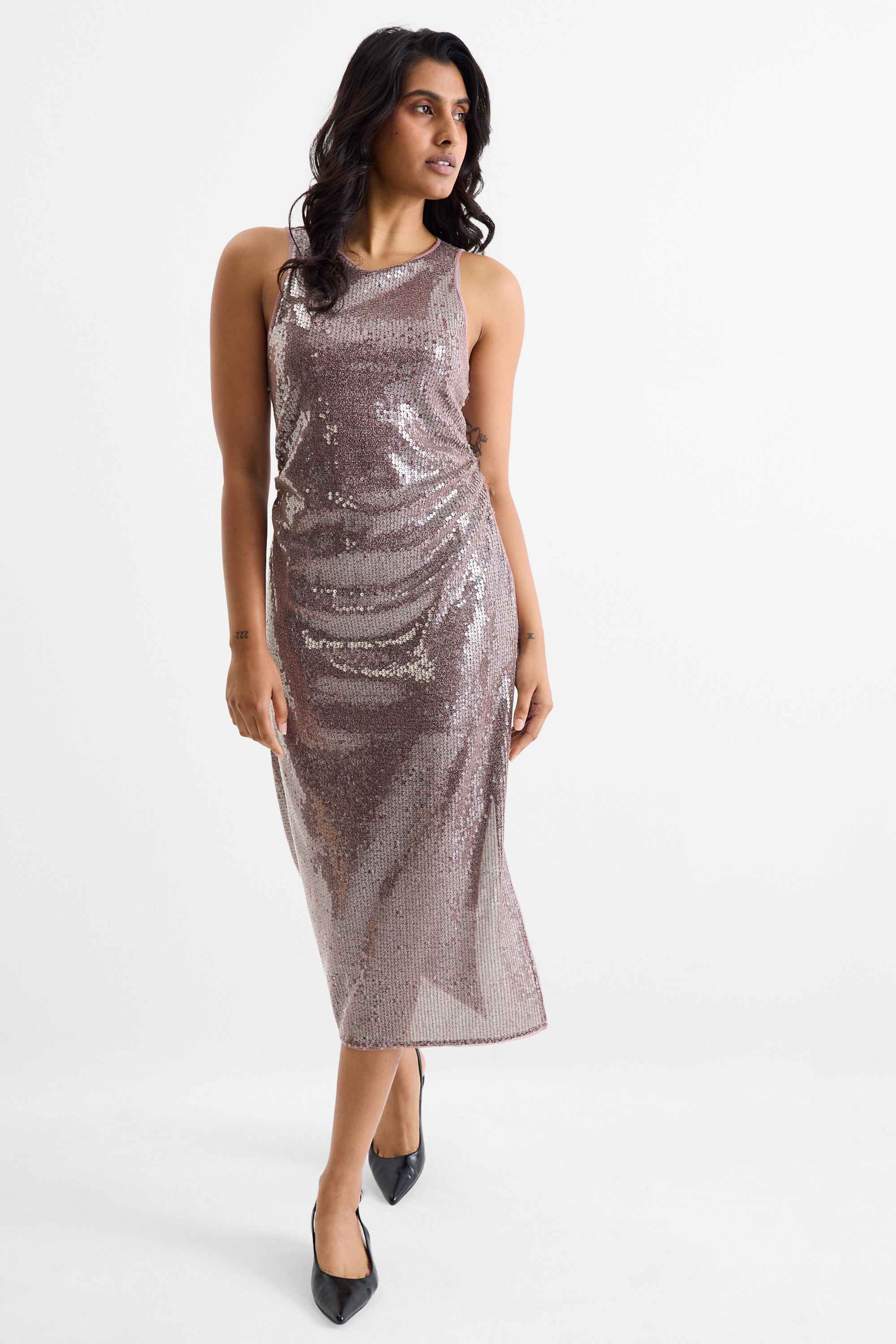 Bodycon sequin dress dark rose