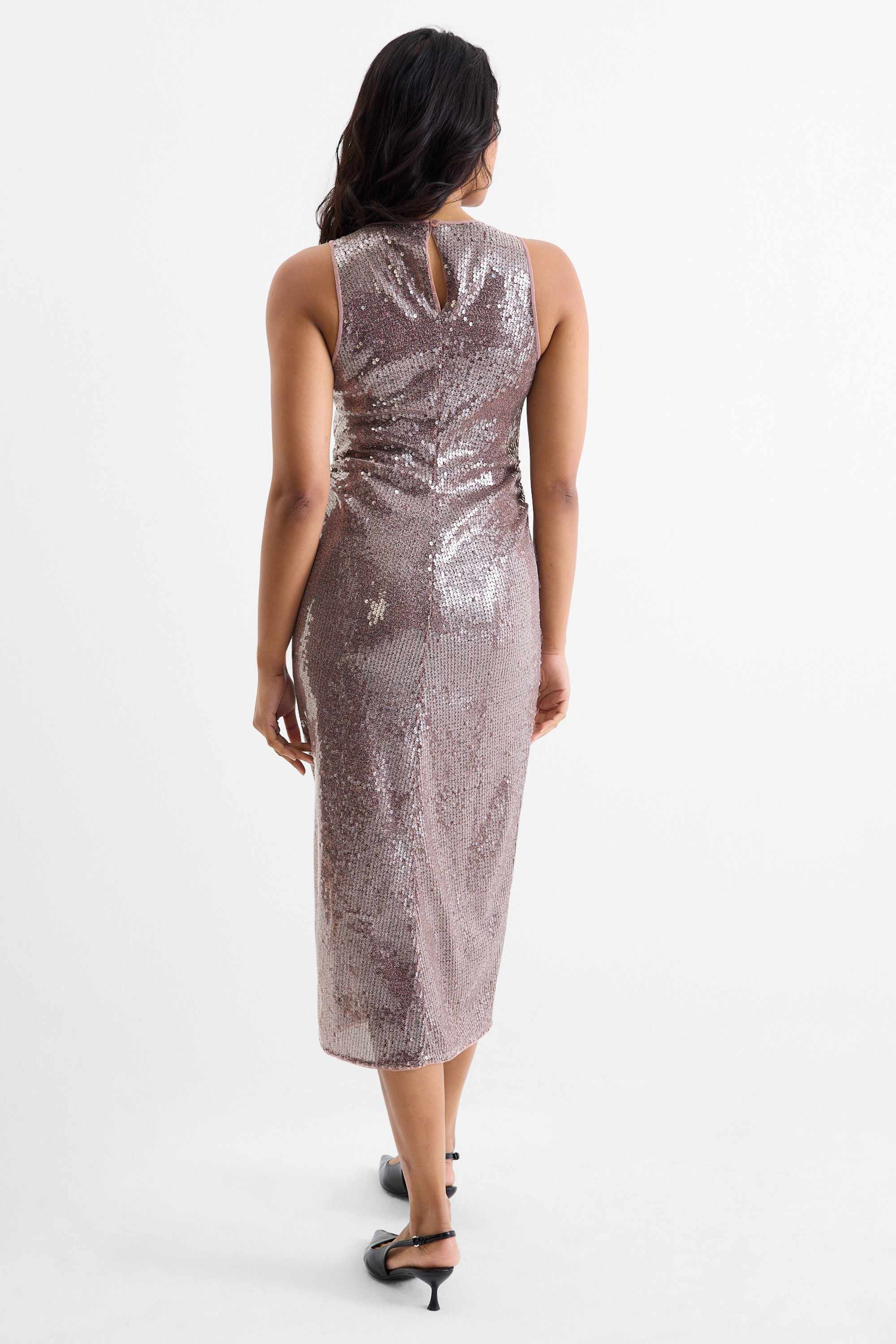 Bodycon sequin dress dark rose