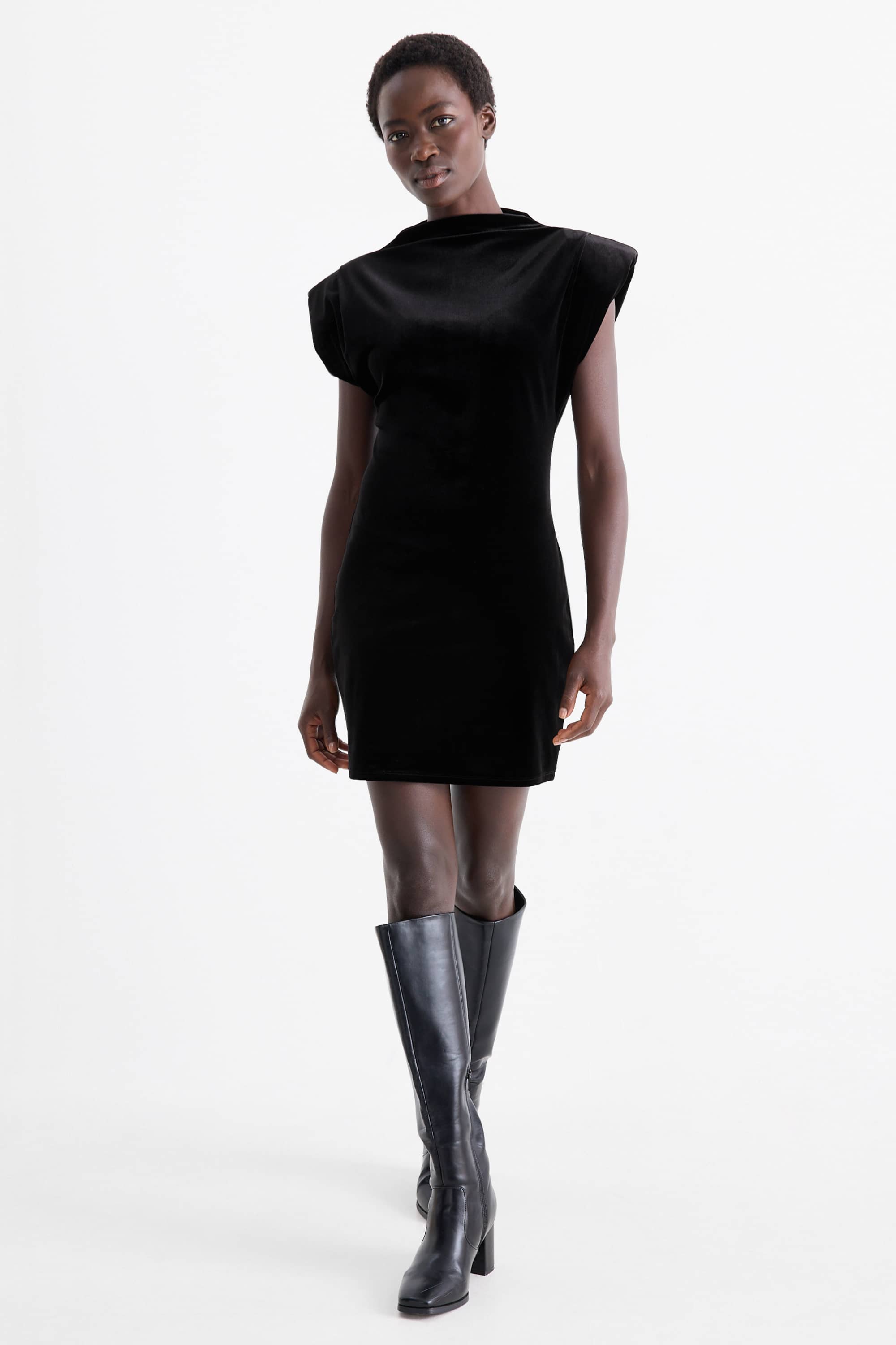 Velvet bodycon dress black