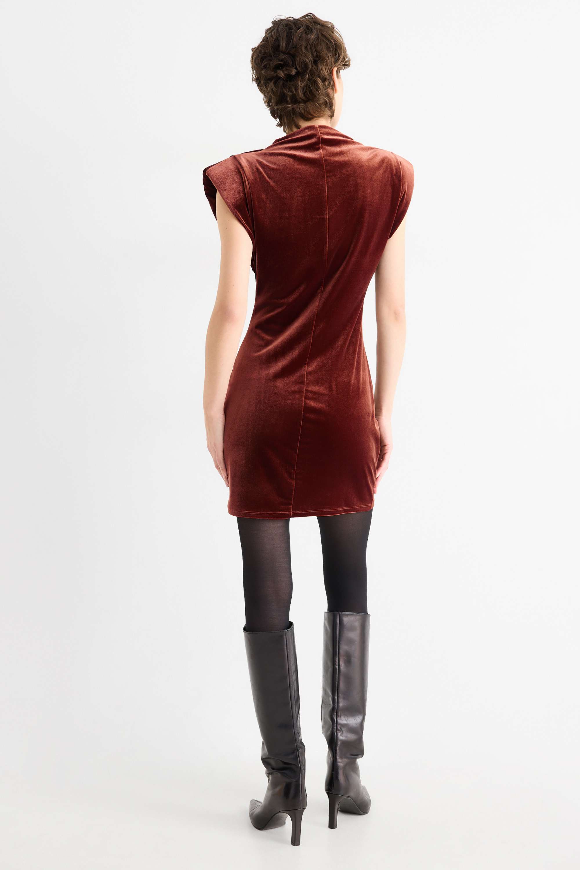 Velvet bodycon dress rust
