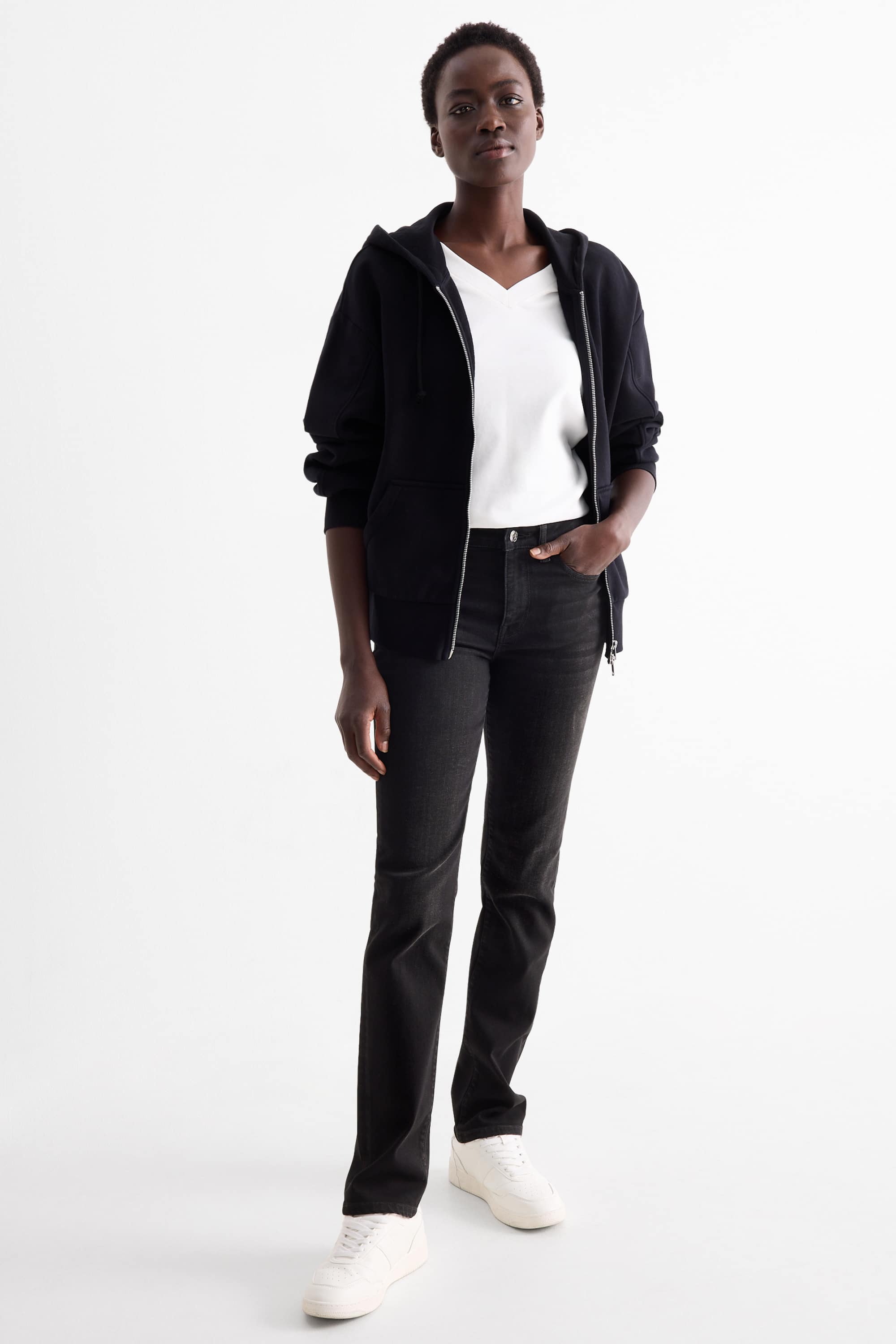Straight jeans - mid-rise waist - shaping jeans denim-dark gray