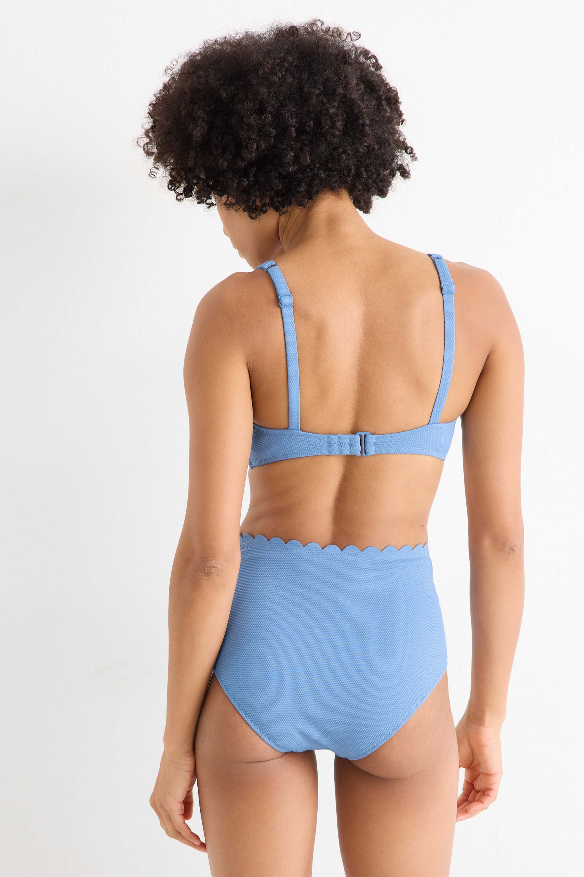 Bikini bottoms - high waist - LYCRA® XTRA LIFE™ - textured blue