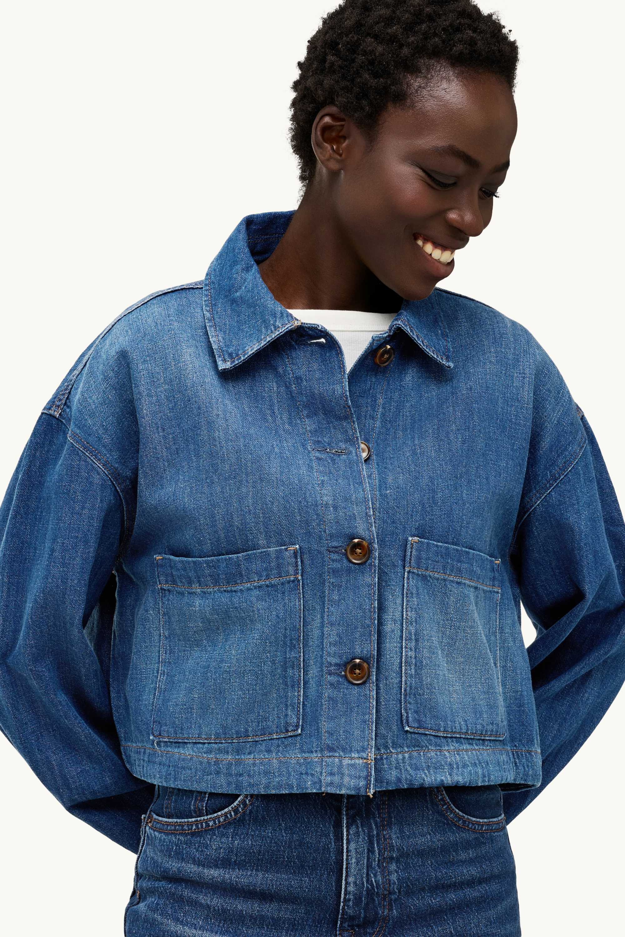 Cropped denim jacket denim-dark blue