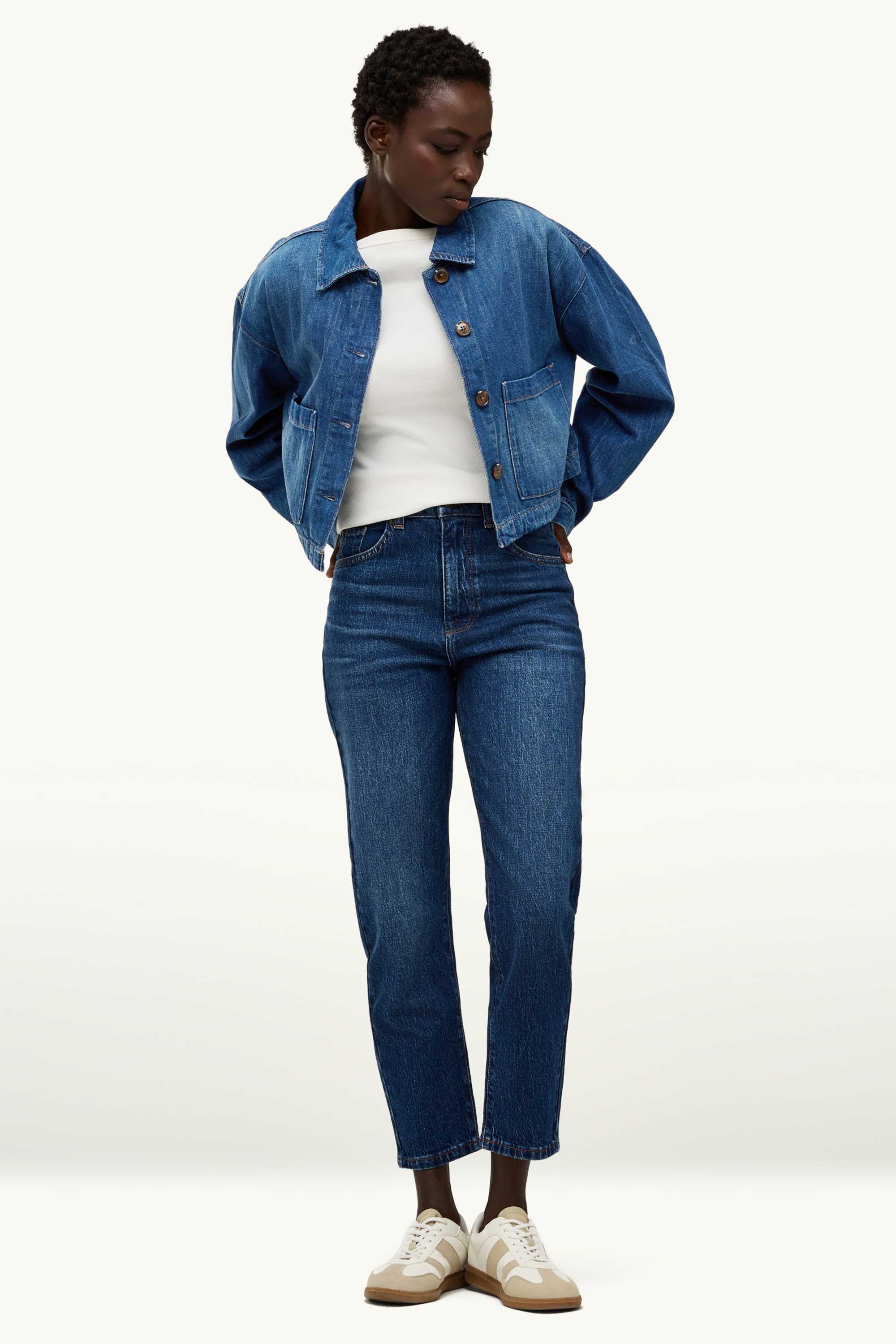 Cropped denim jacket denim-dark blue