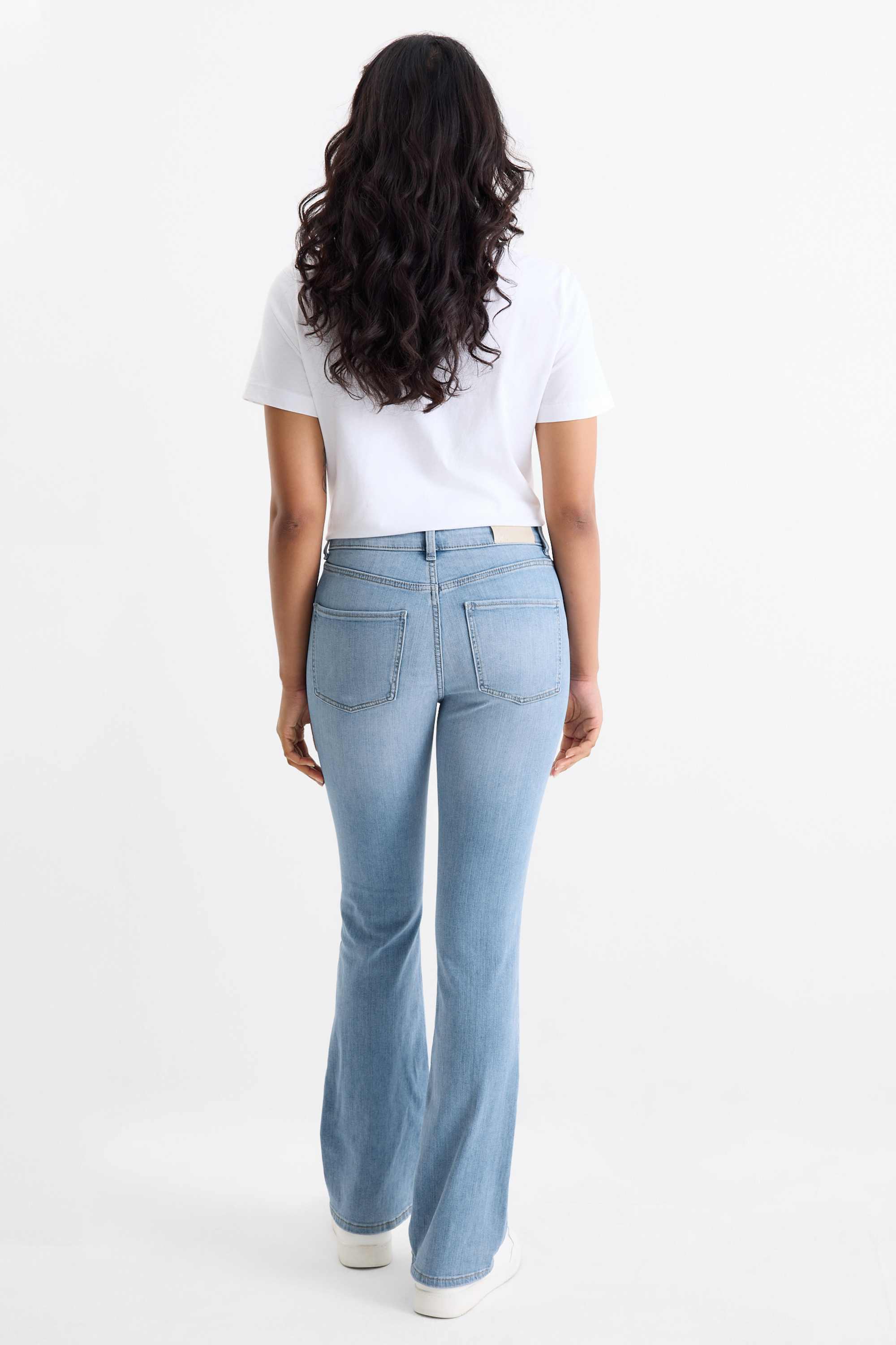 Bootcut jeans - mid-rise waist denim-light blue