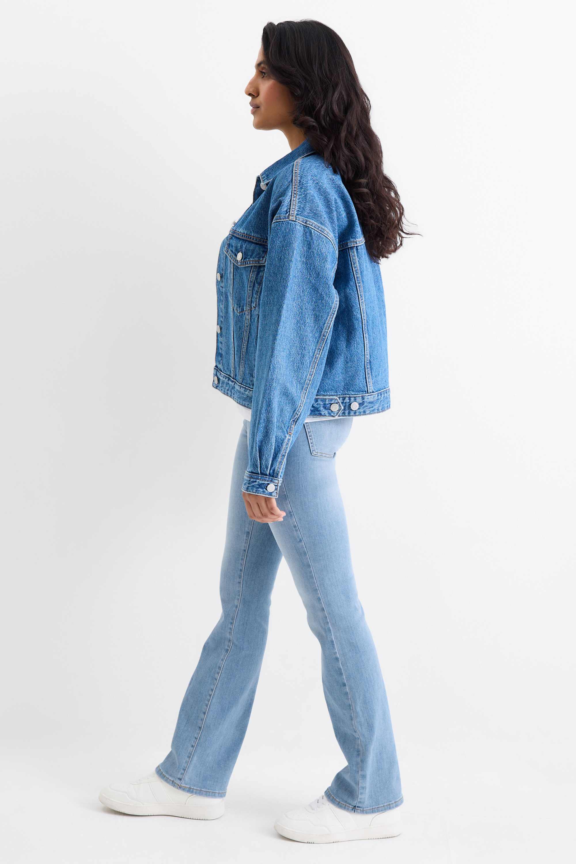 Bootcut jeans - mid-rise waist denim-light blue