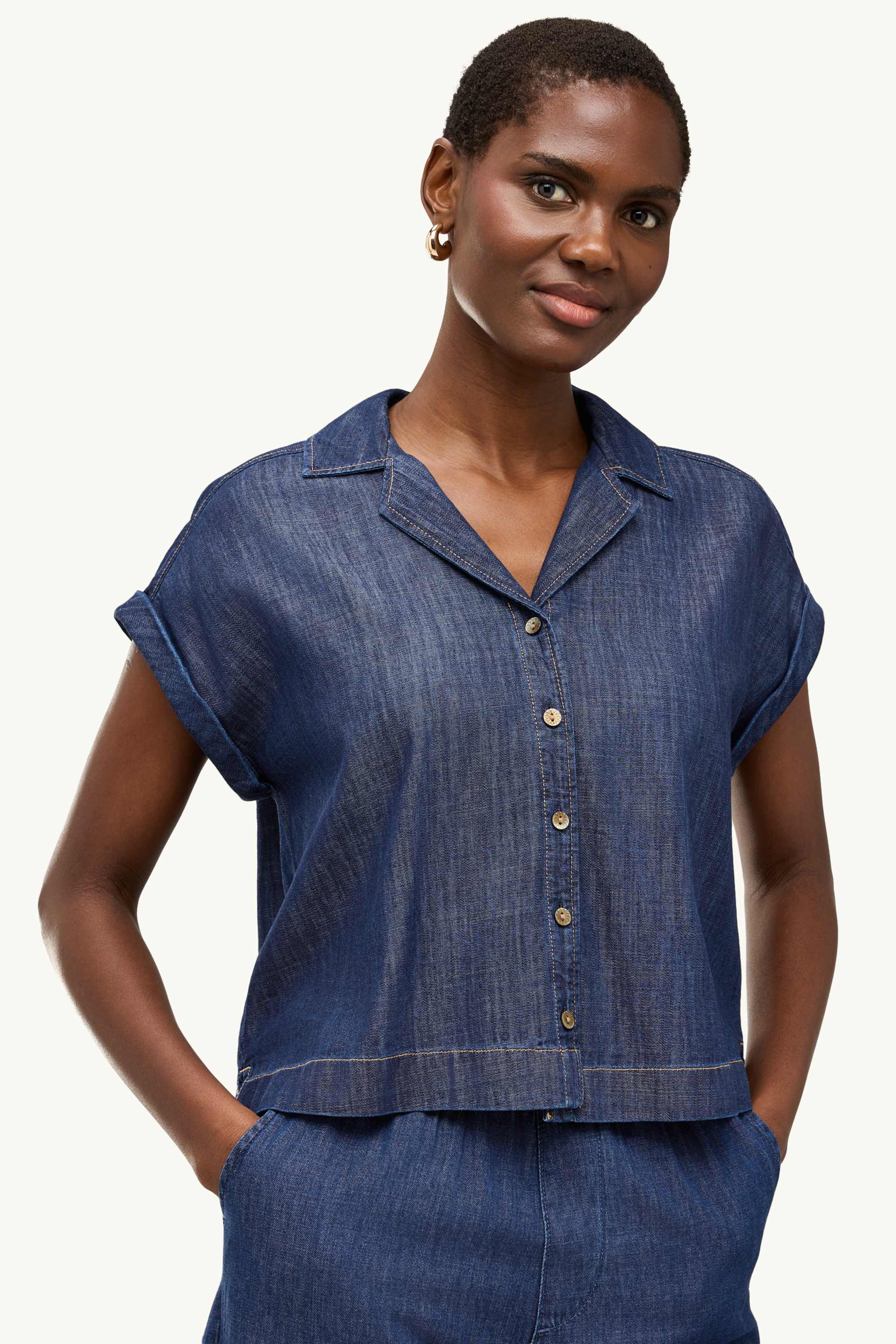 Denim blouse denim-dark blue