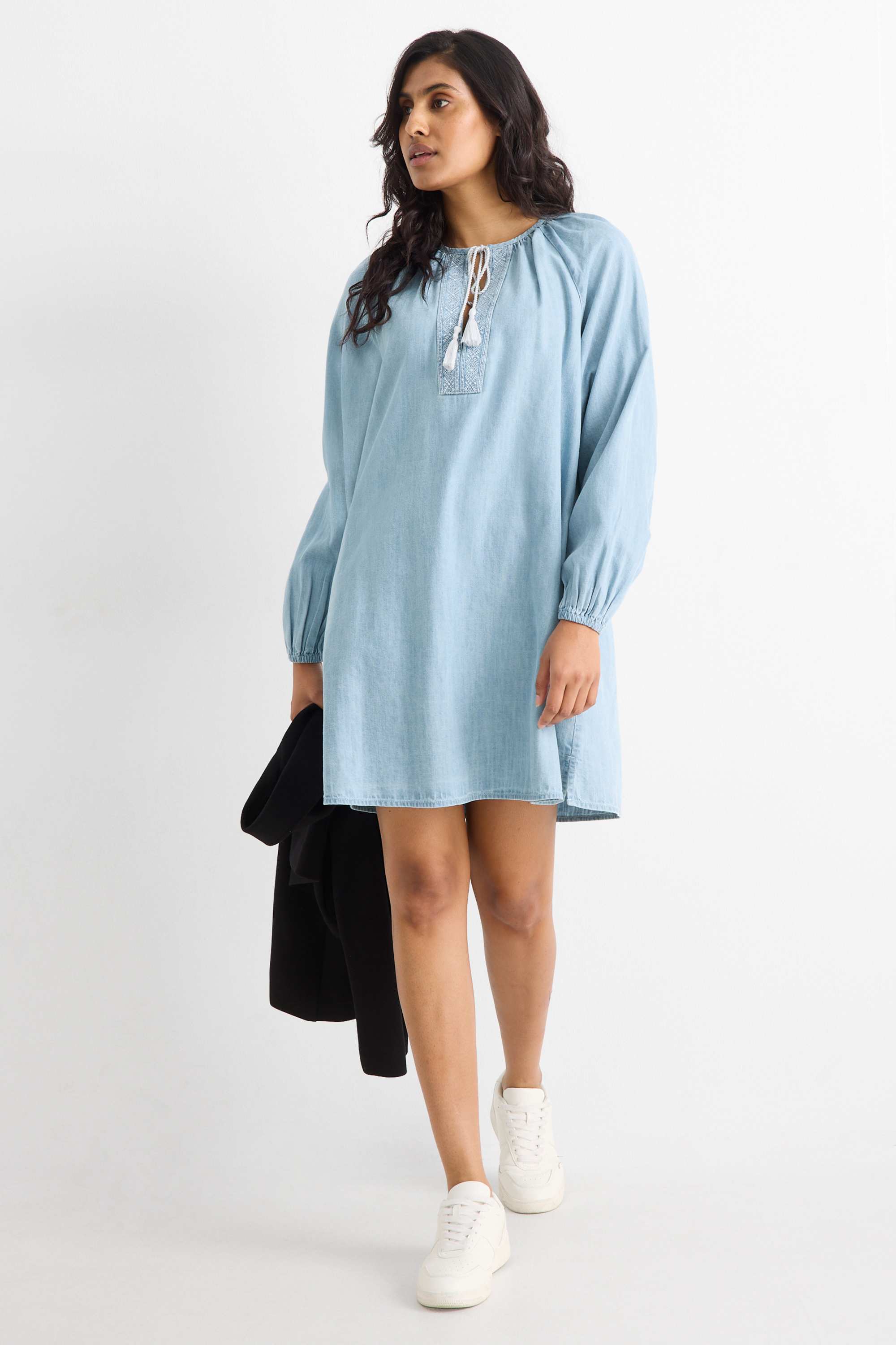 Tunic dress - denim look light blue